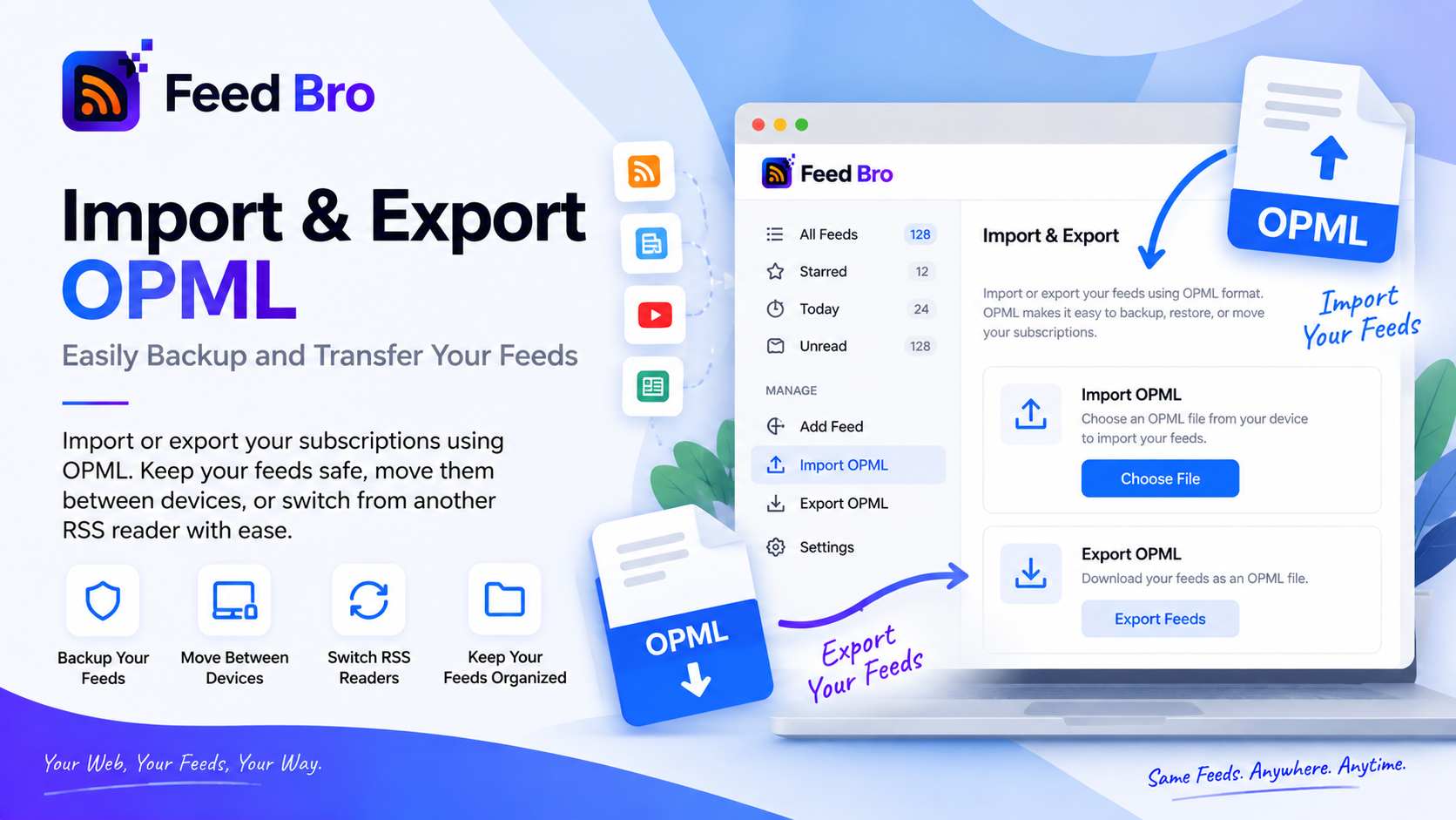 Import and Export OPML: Moving Your Feeds In and Out of FeedBro