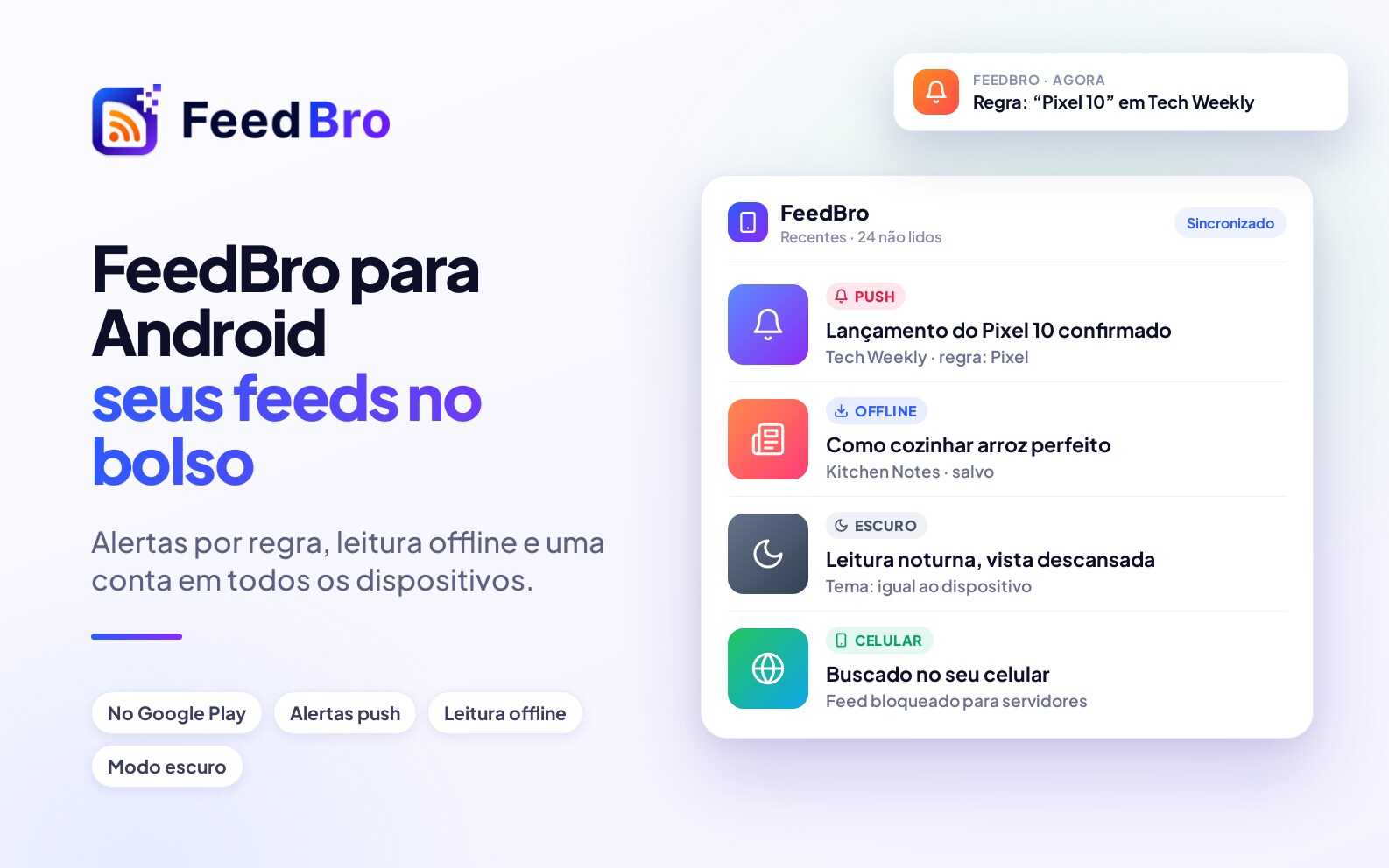 FeedBro para Android: seus feeds no celular