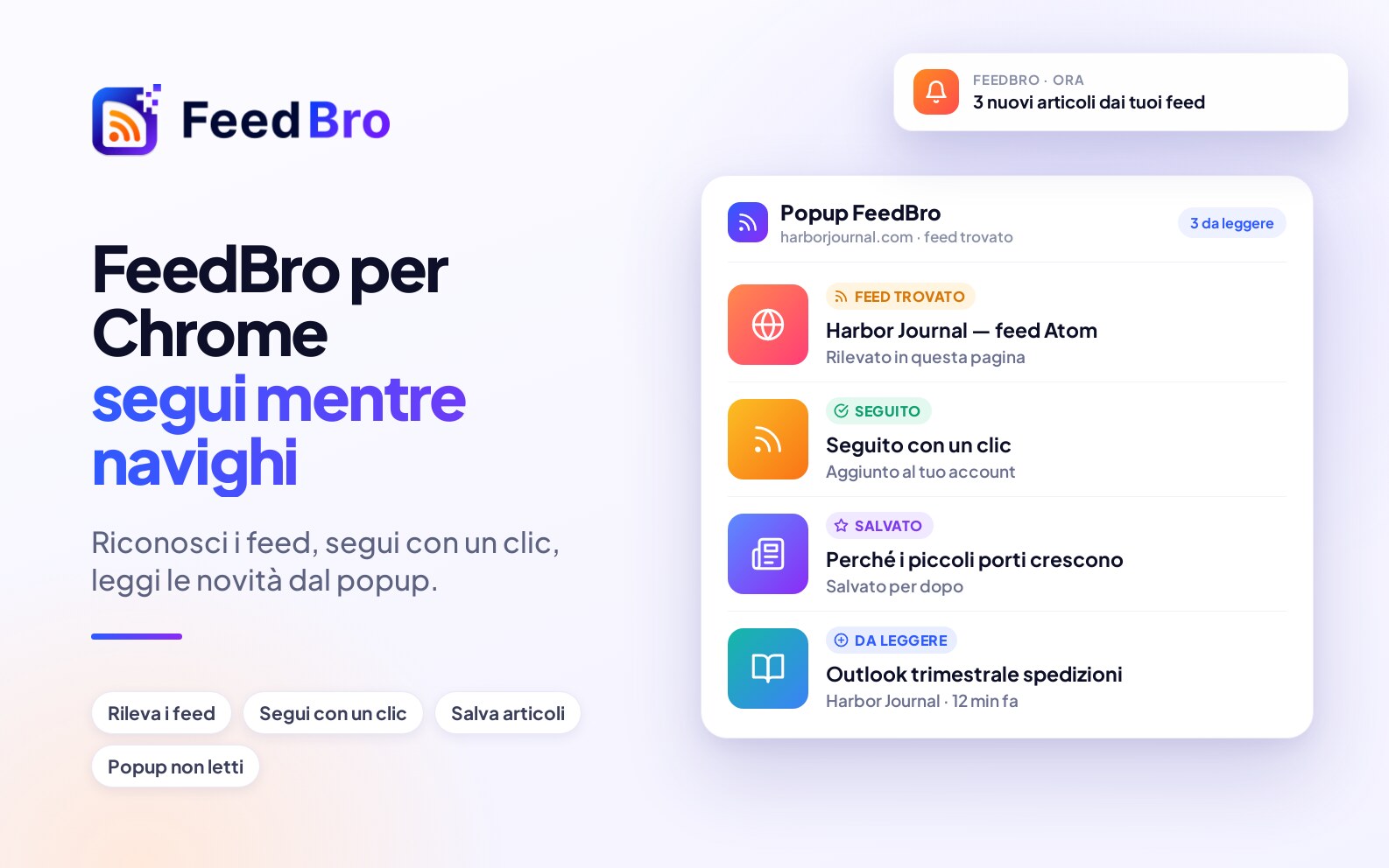FeedBro per Chrome: l'estensione RSS reader di feedbro.com