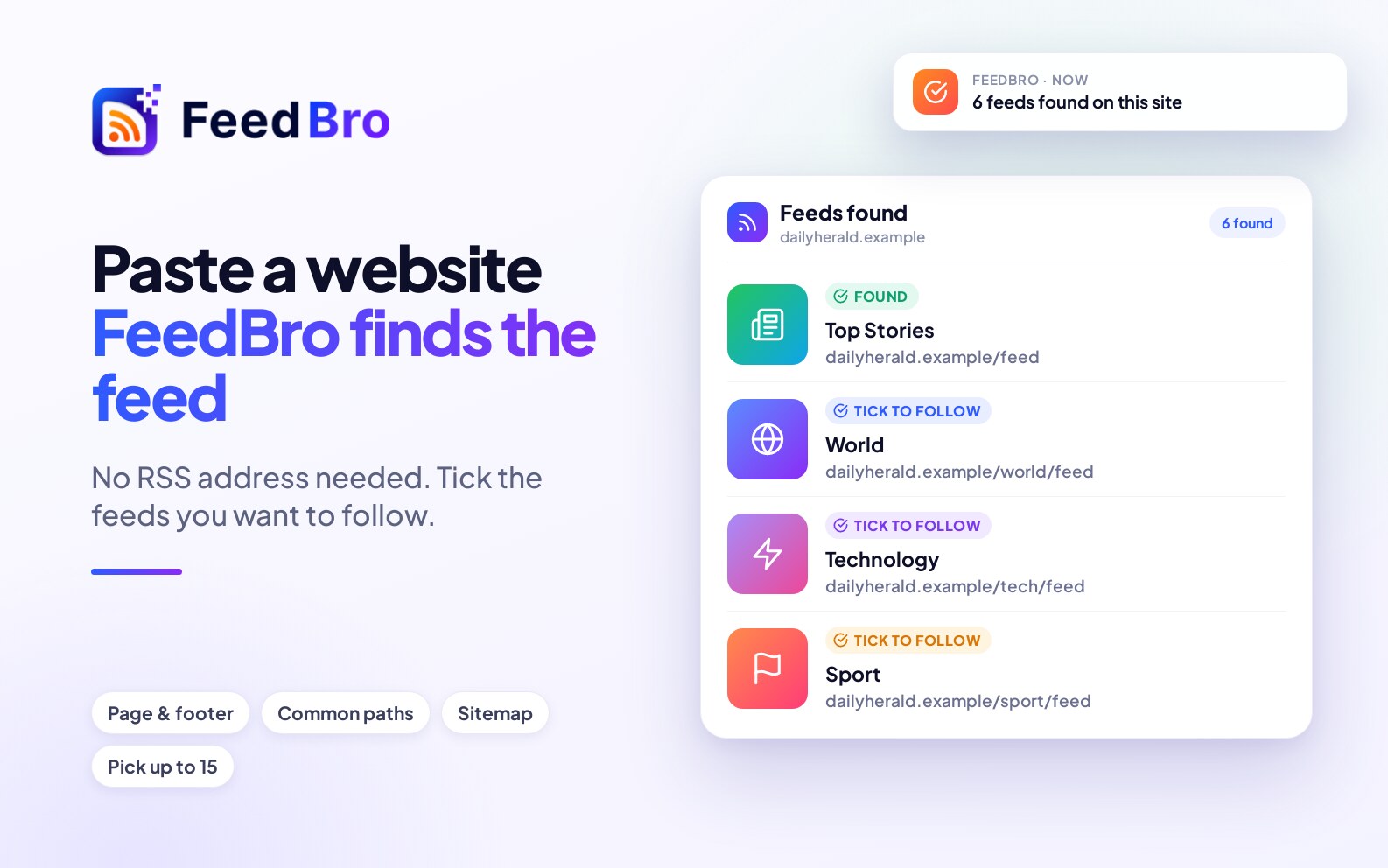 Paste a Website and FeedBro Finds Its Feeds