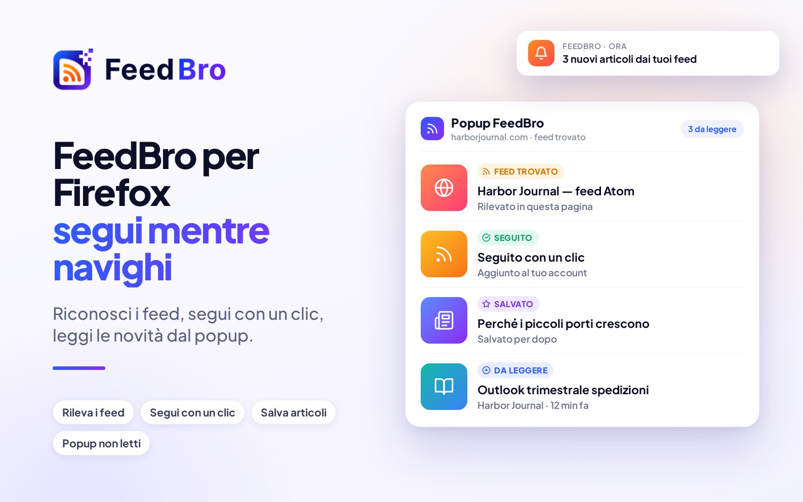 FeedBro per Firefox: l'estensione RSS reader di feedbro.com