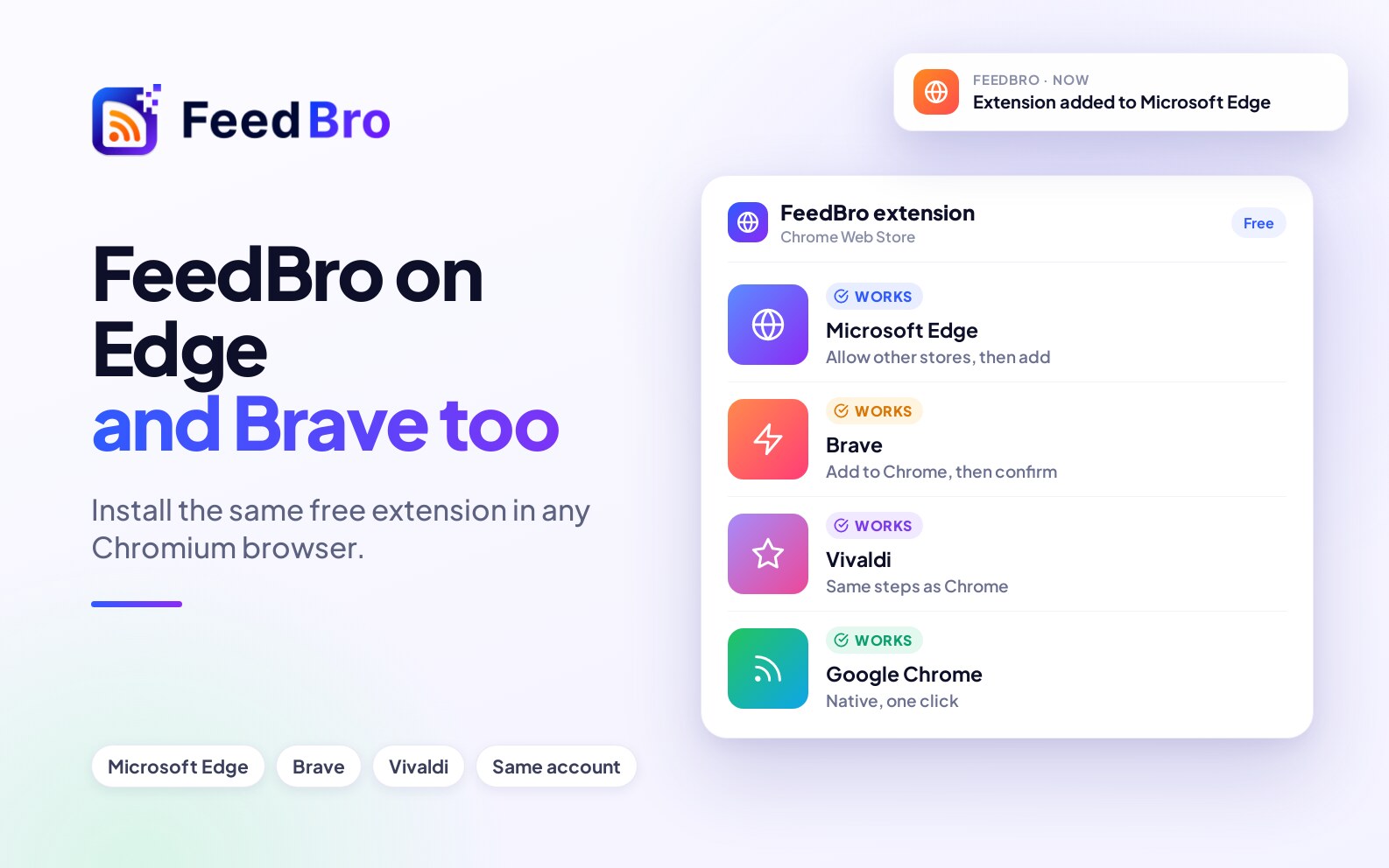 FeedBro on Edge, Brave and other Chromium browsers