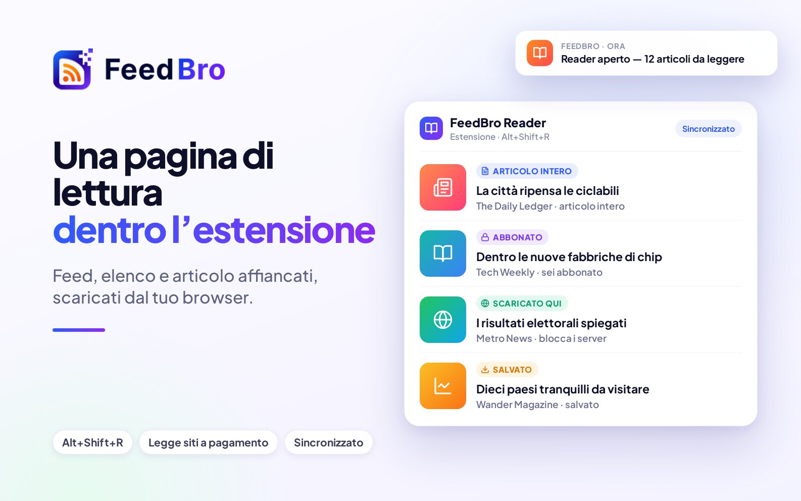 Il lettore: una pagina intera per leggere, dentro l'estensione