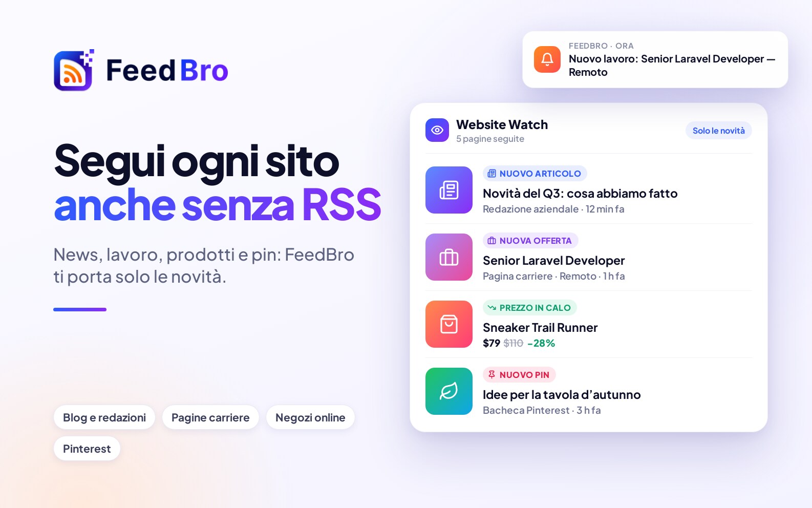 Notizie, blog e pagine di lavoro