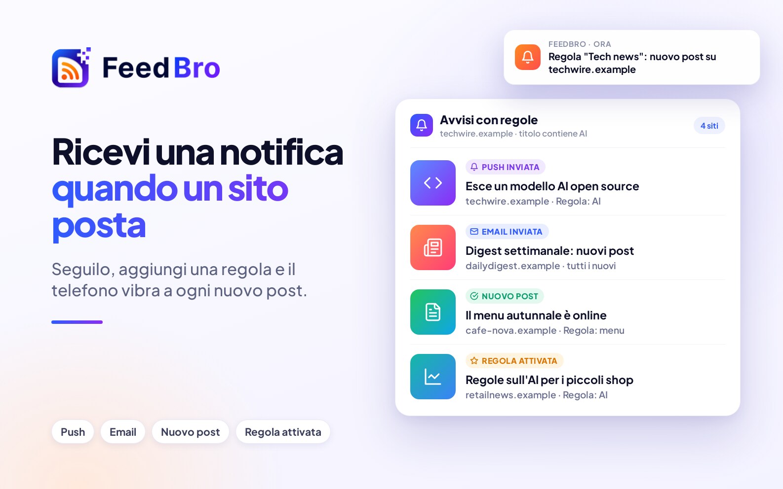 Come ricevo una notifica quando un sito pubblica qualcosa di nuovo?