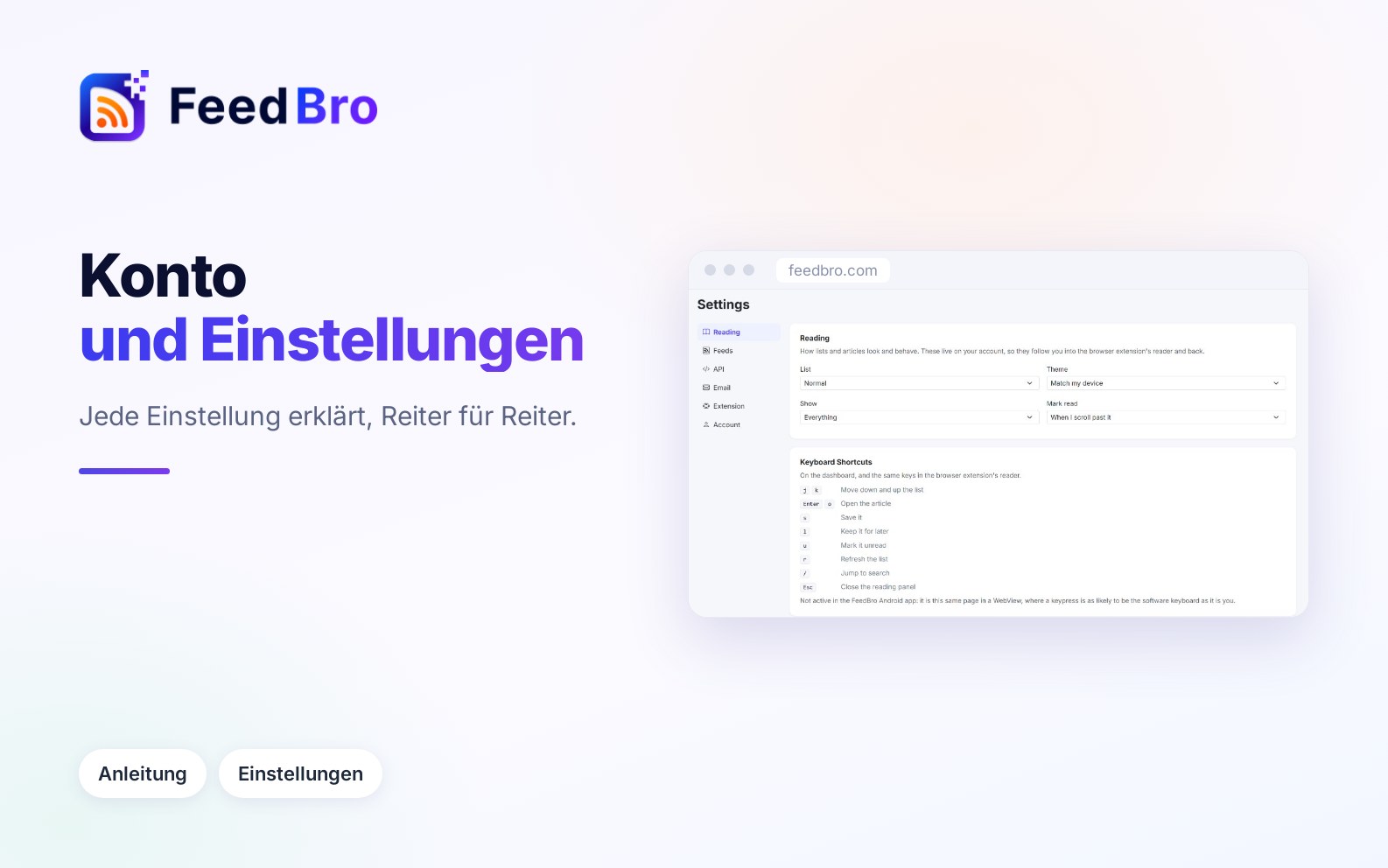 Dein FeedBro-Konto und die Einstellungen