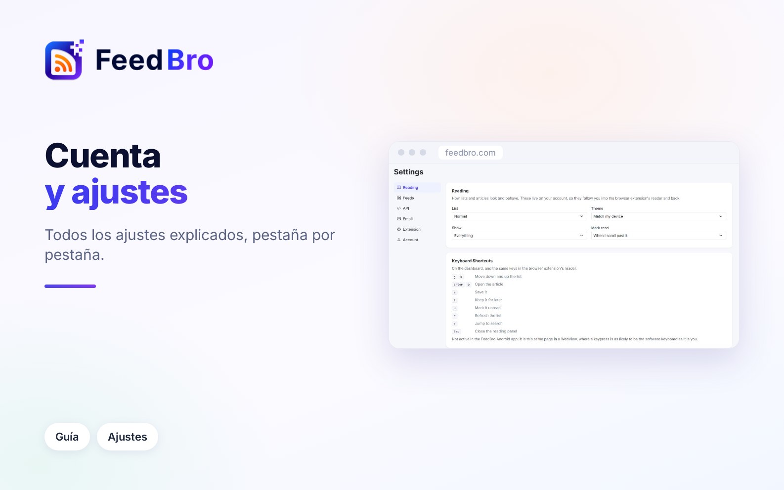 Tu cuenta y los ajustes de FeedBro