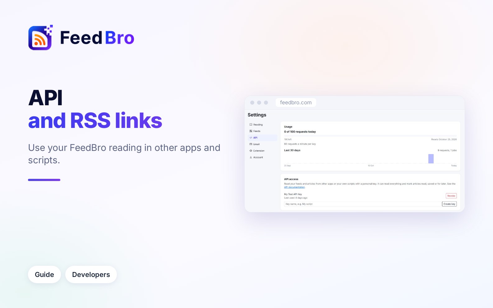 RSS links and the API: your FeedBro reading in other apps