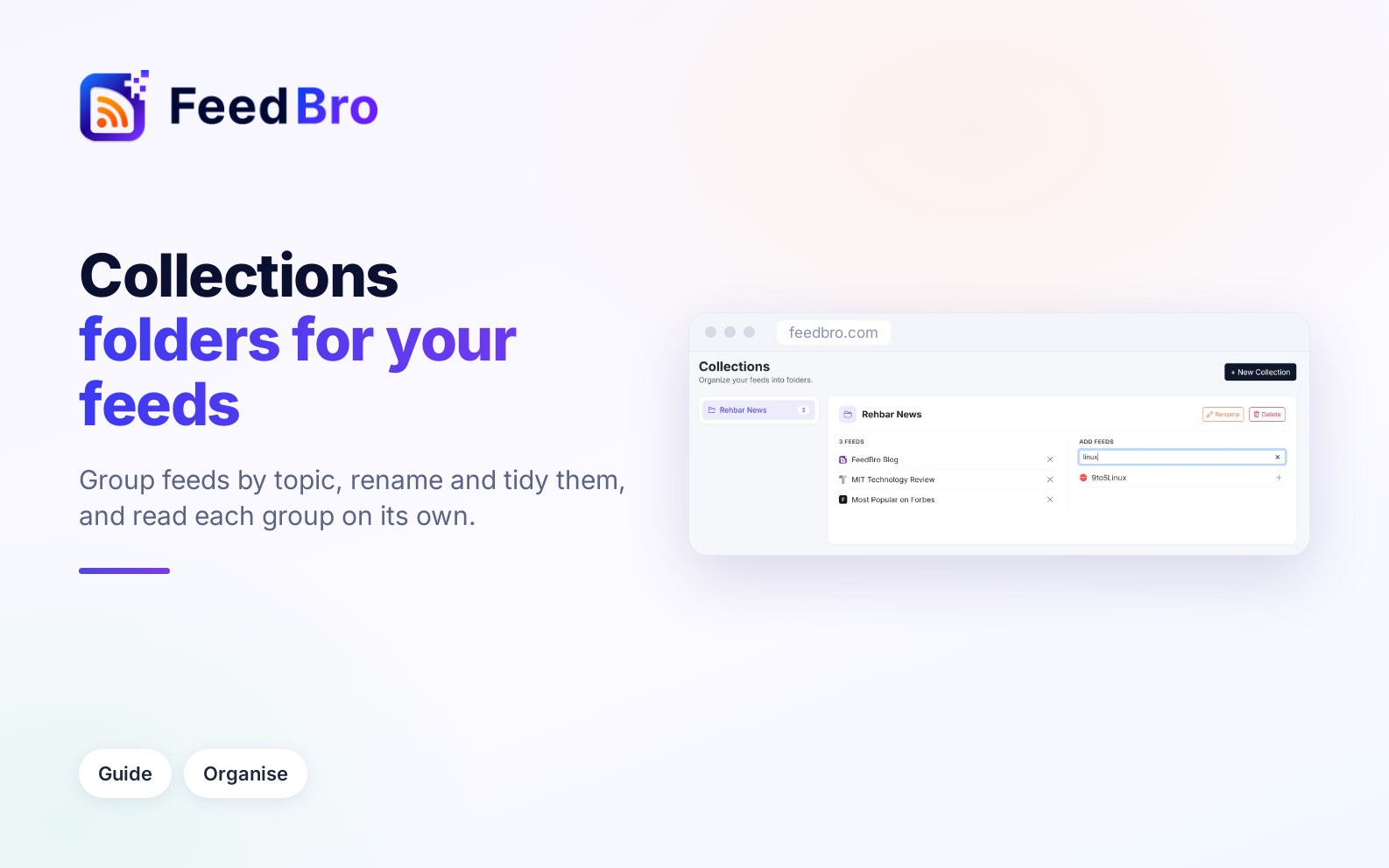 How to use collections in FeedBro