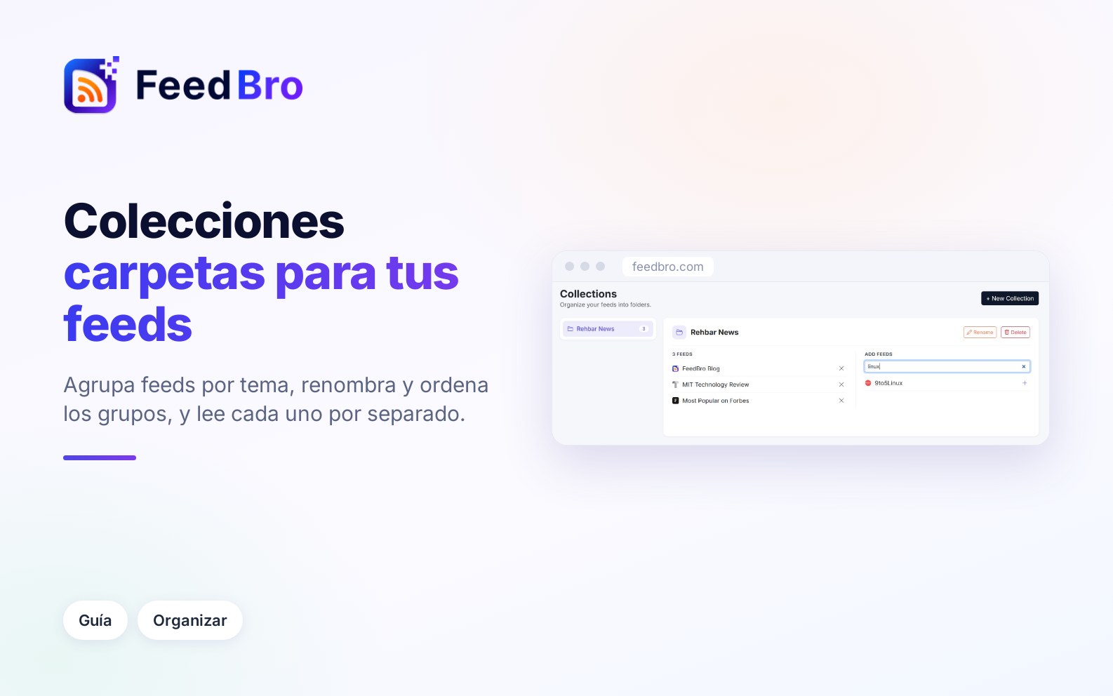 Cómo usar las colecciones en FeedBro