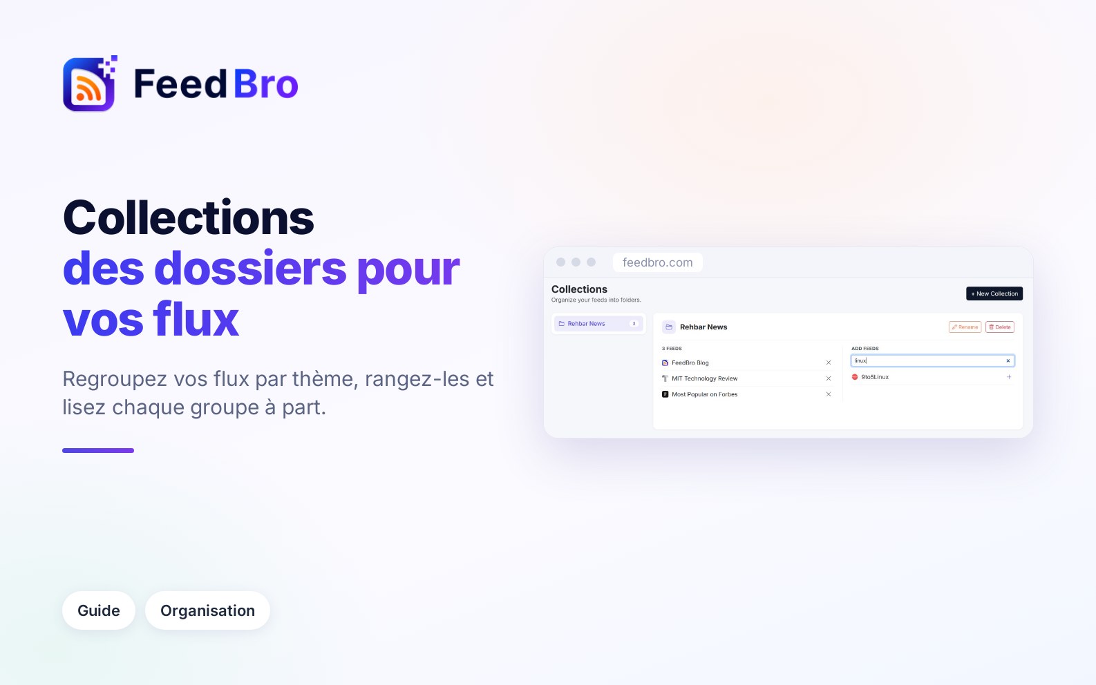 Les collections : des dossiers pour vos flux