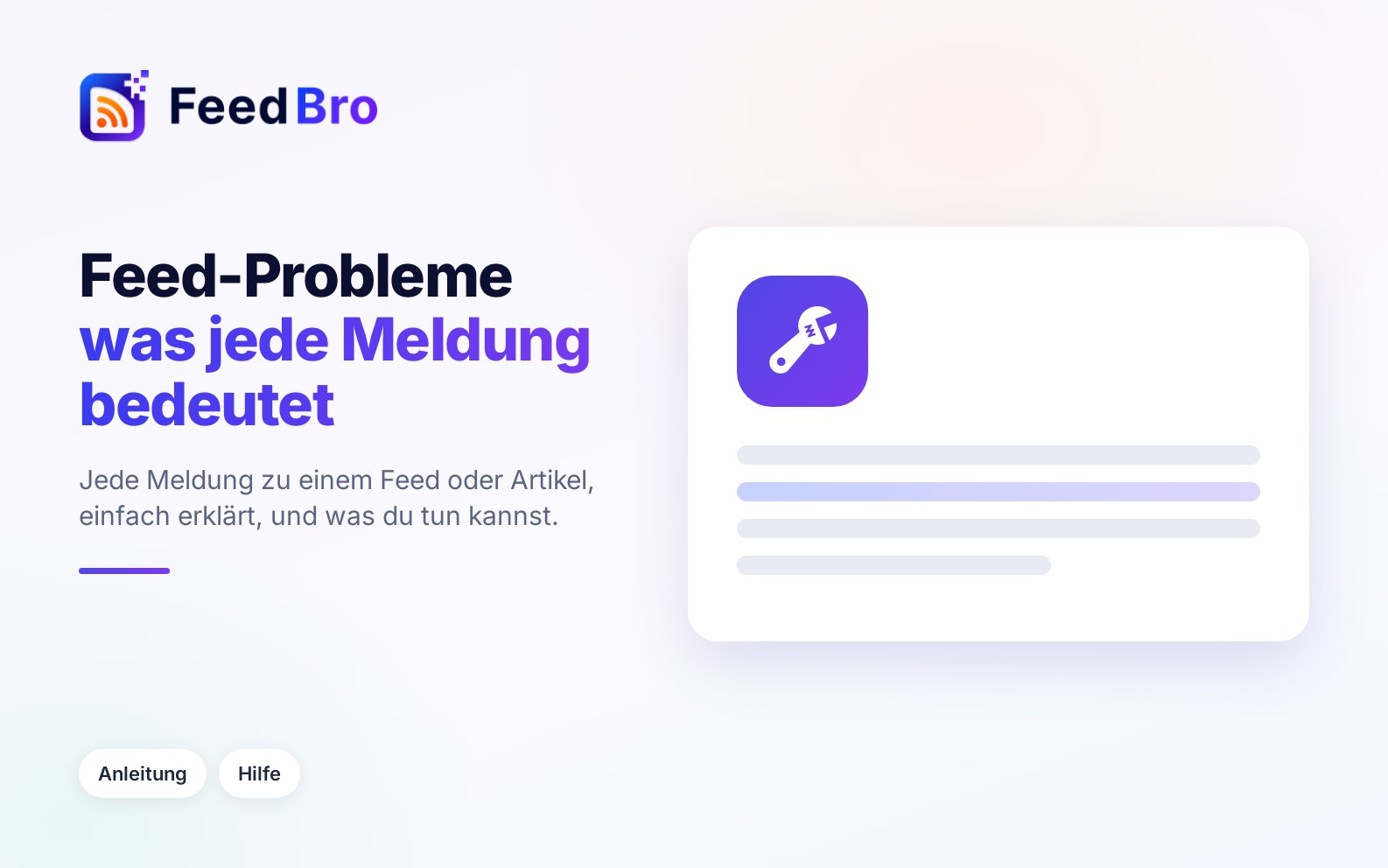 Probleme mit Feeds und Artikeln: was jede Meldung bedeutet