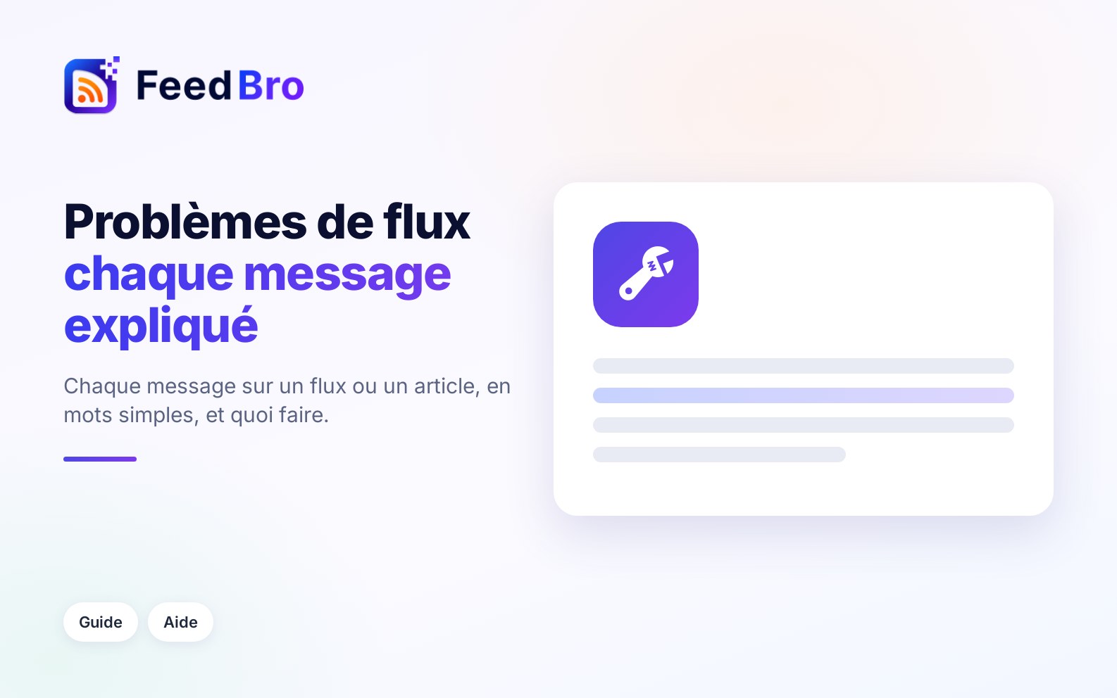 Problèmes de flux : ce que signifie chaque message