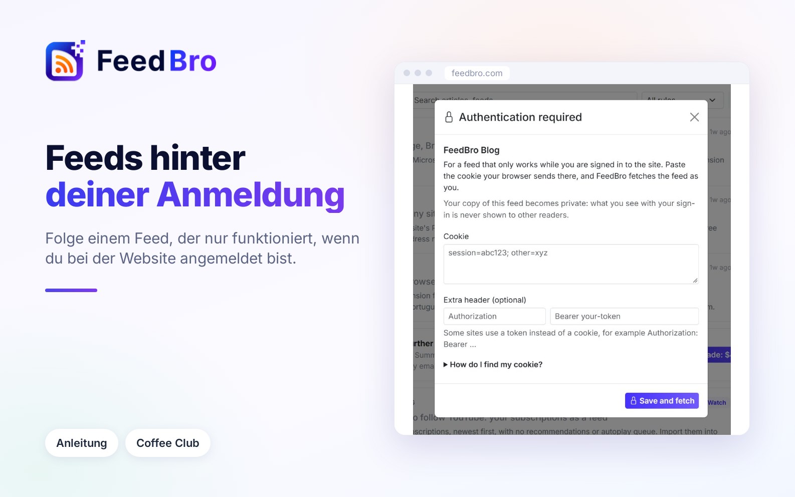 Feeds lesen, die eine Anmeldung brauchen
