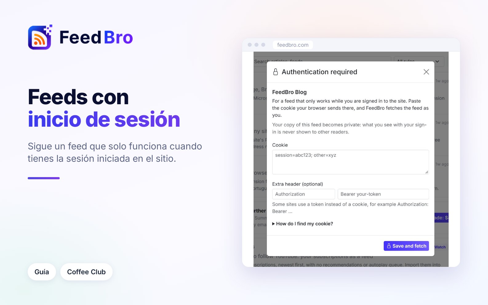 Leer feeds que requieren iniciar sesión