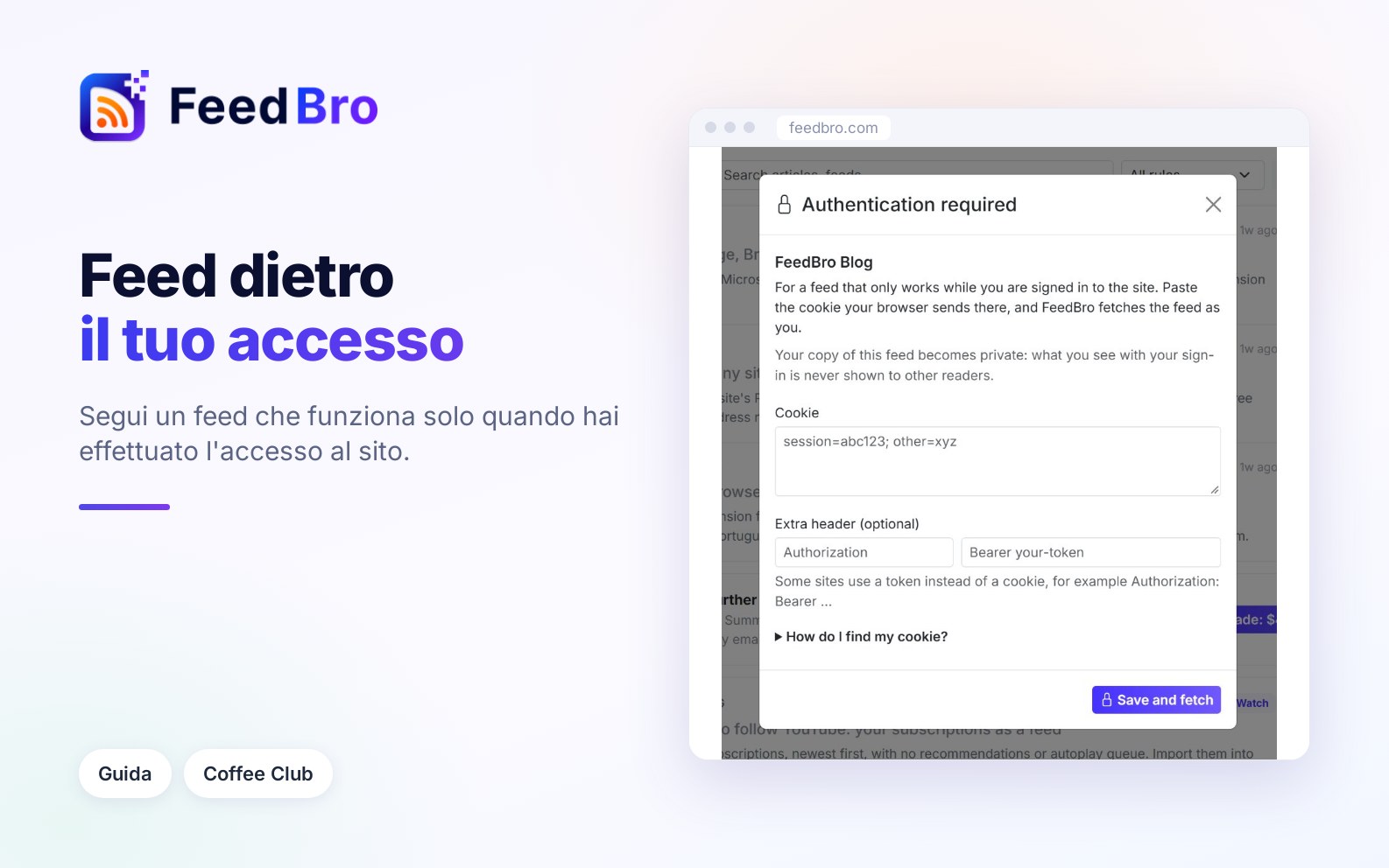 Leggere i feed che richiedono l'accesso