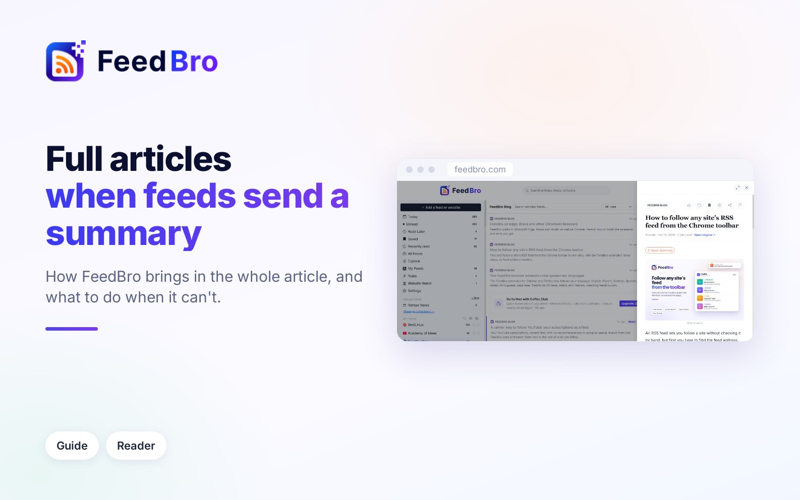 Full articles: how FeedBro gets the whole text