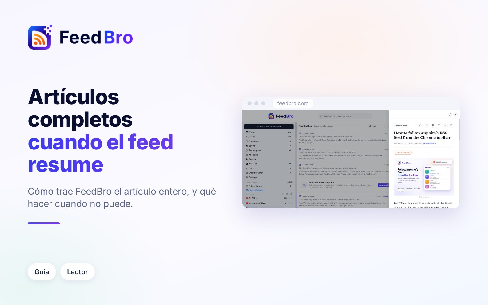 Artículos completos: cómo consigue FeedBro el texto entero