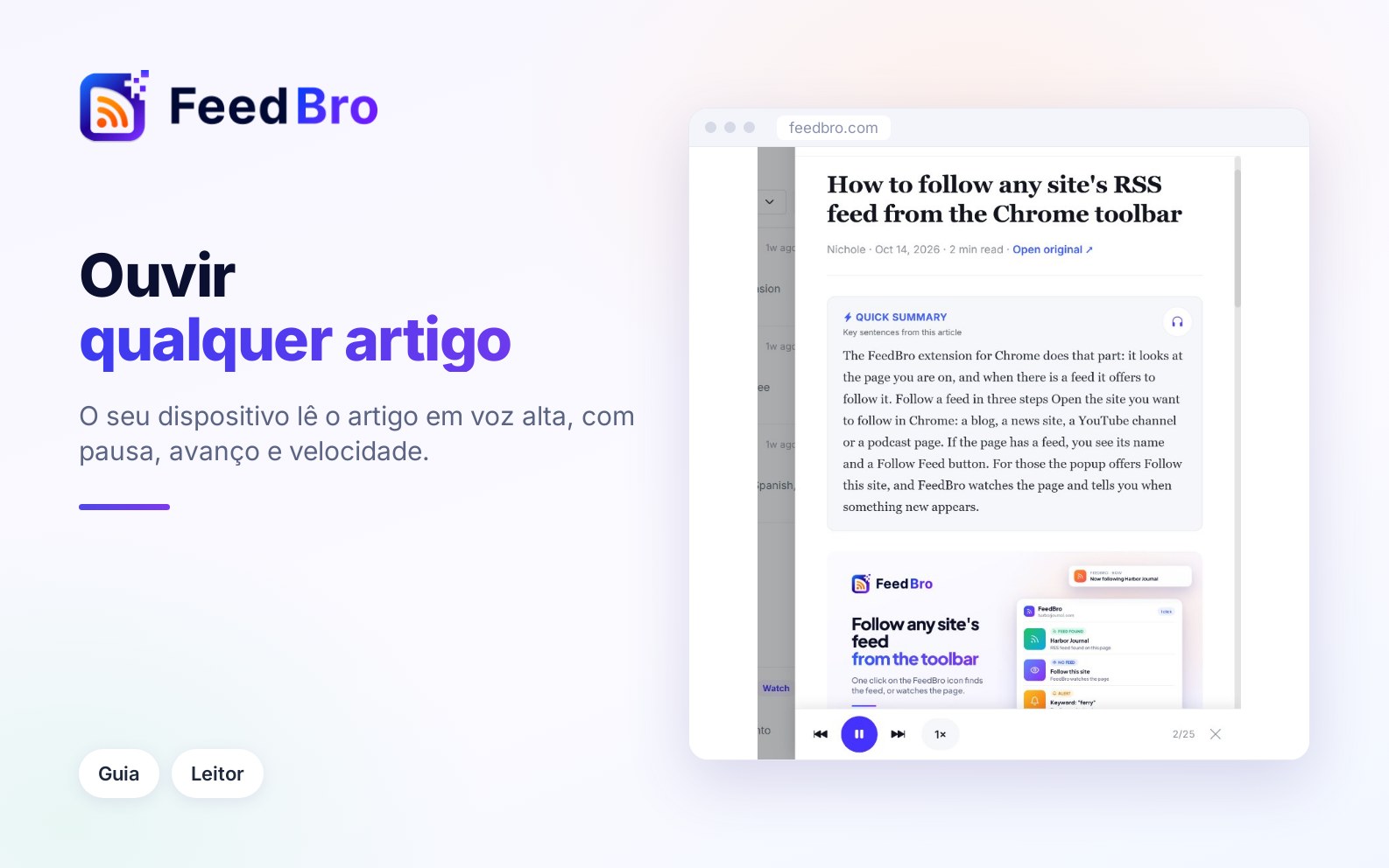 Ouvir: artigos lidos em voz alta