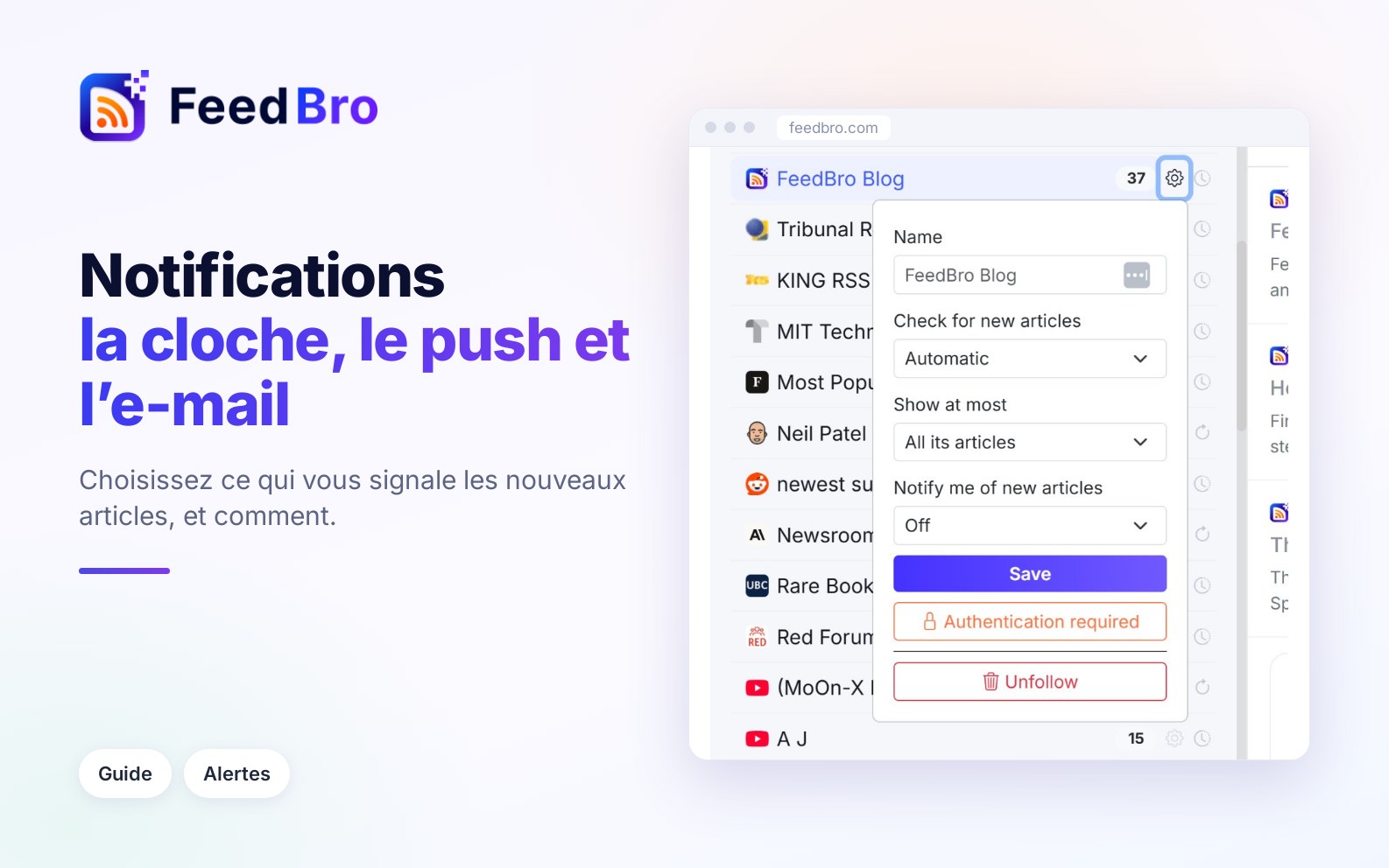 Notifications : la cloche, les notifications push et les e-mails