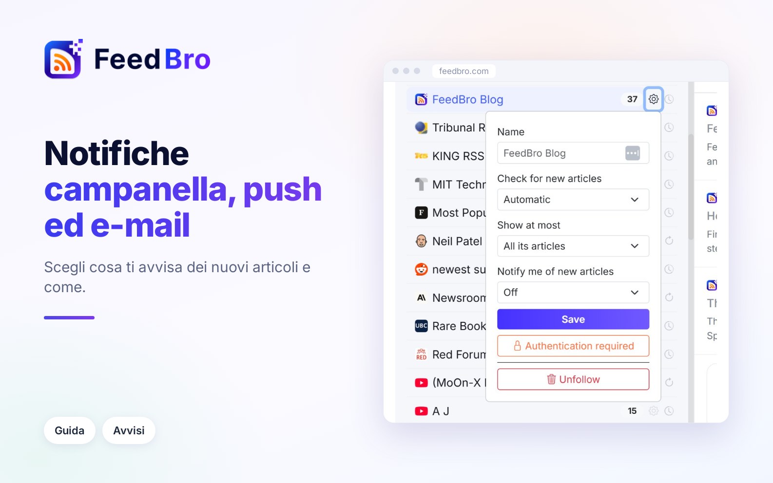 Notifiche: la campanella, gli avvisi push e le e-mail