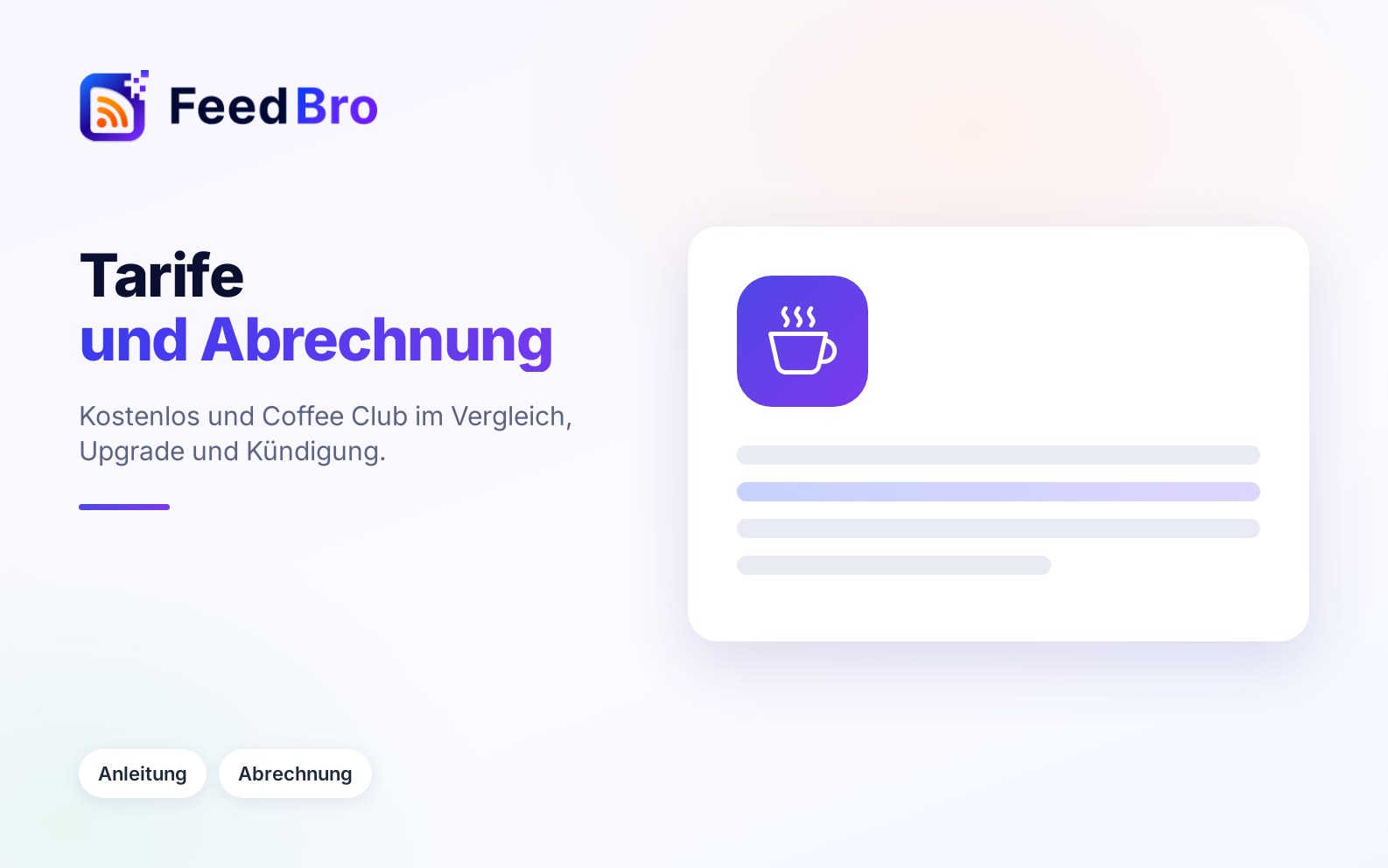 Tarife und Abrechnung: Kostenlos und Coffee Club