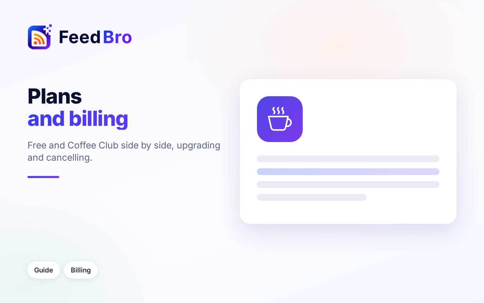 Plans and billing: Free and Coffee Club