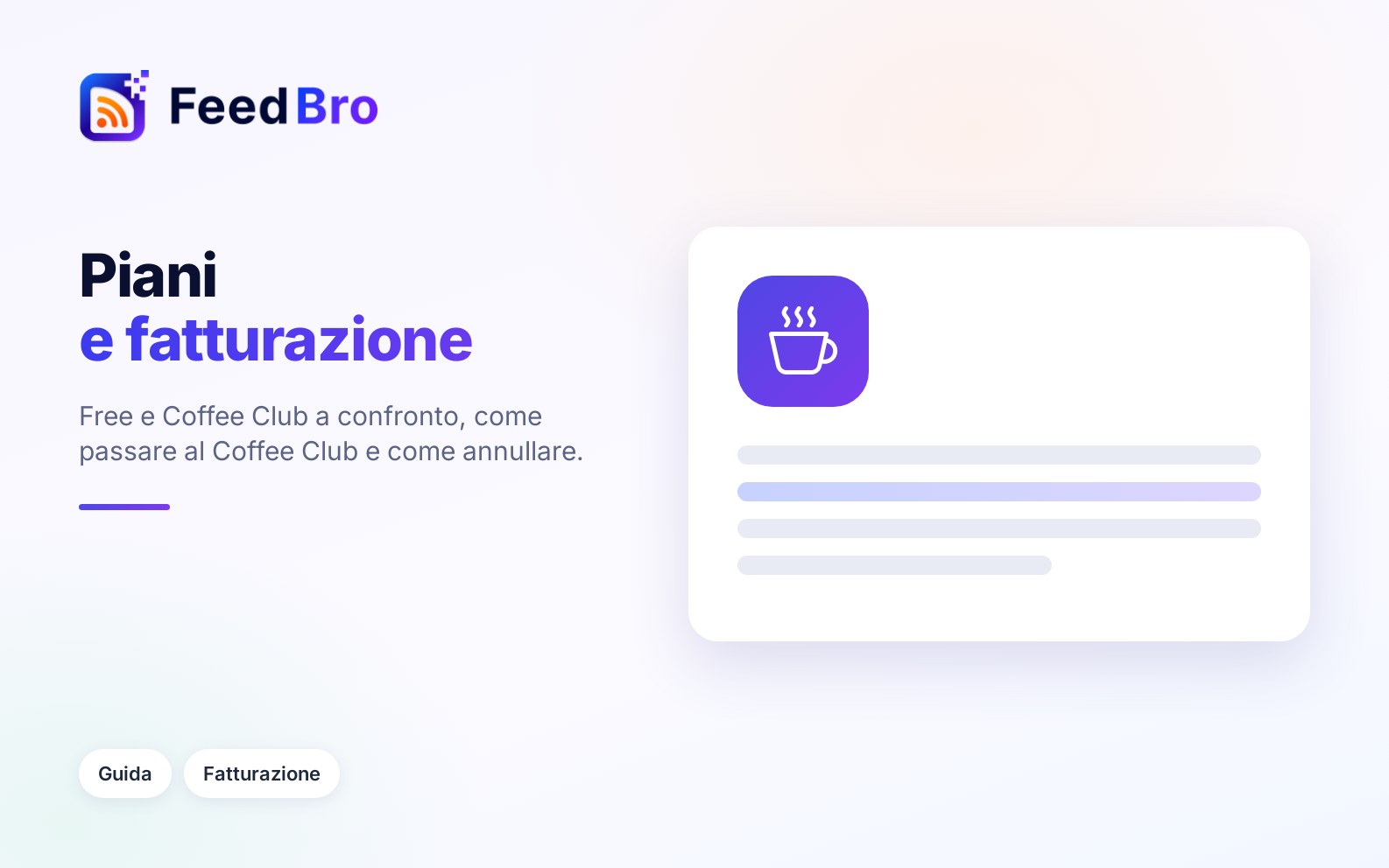 Piani e fatturazione: Free e Coffee Club