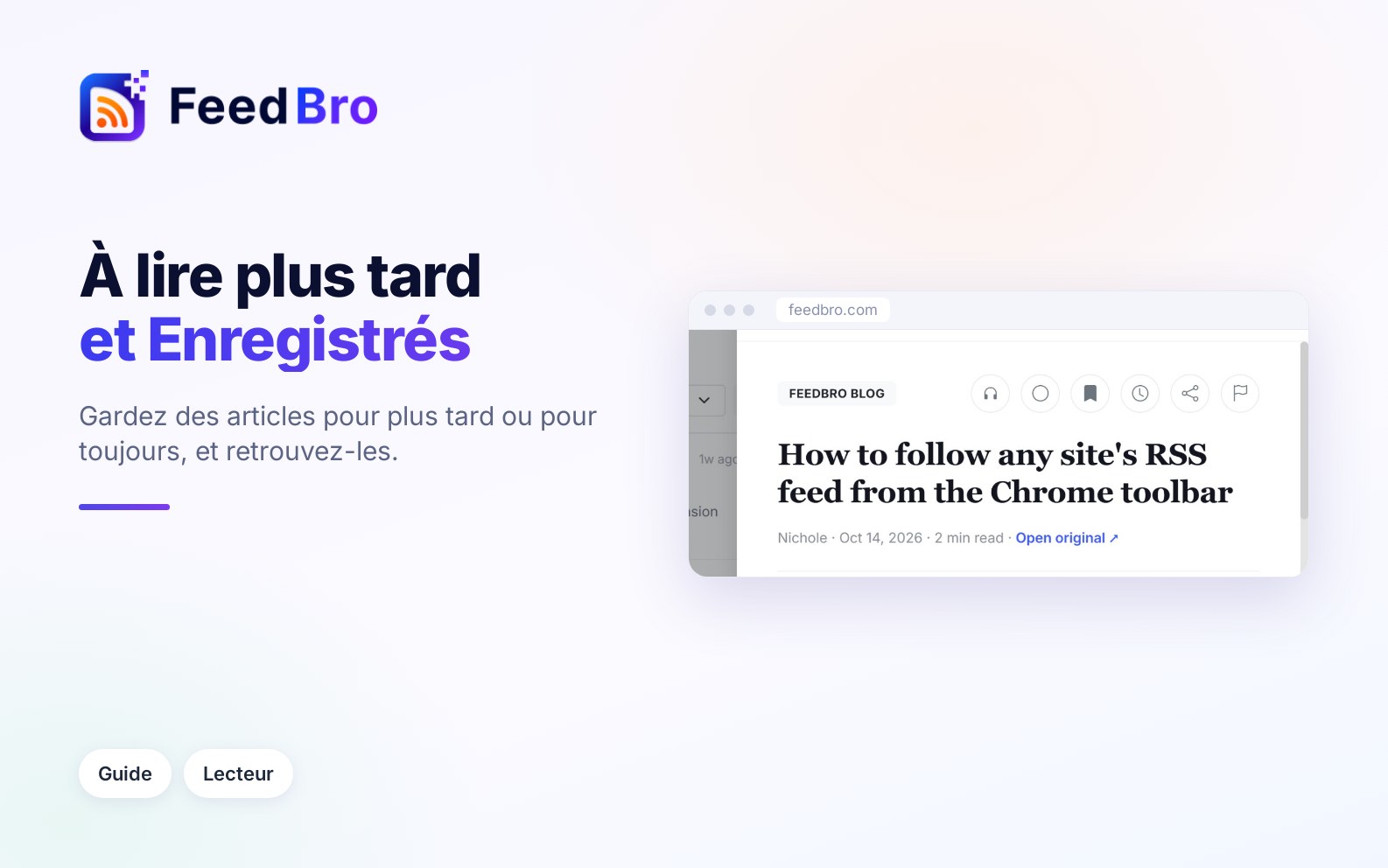 À lire plus tard et Enregistrés : garder des articles