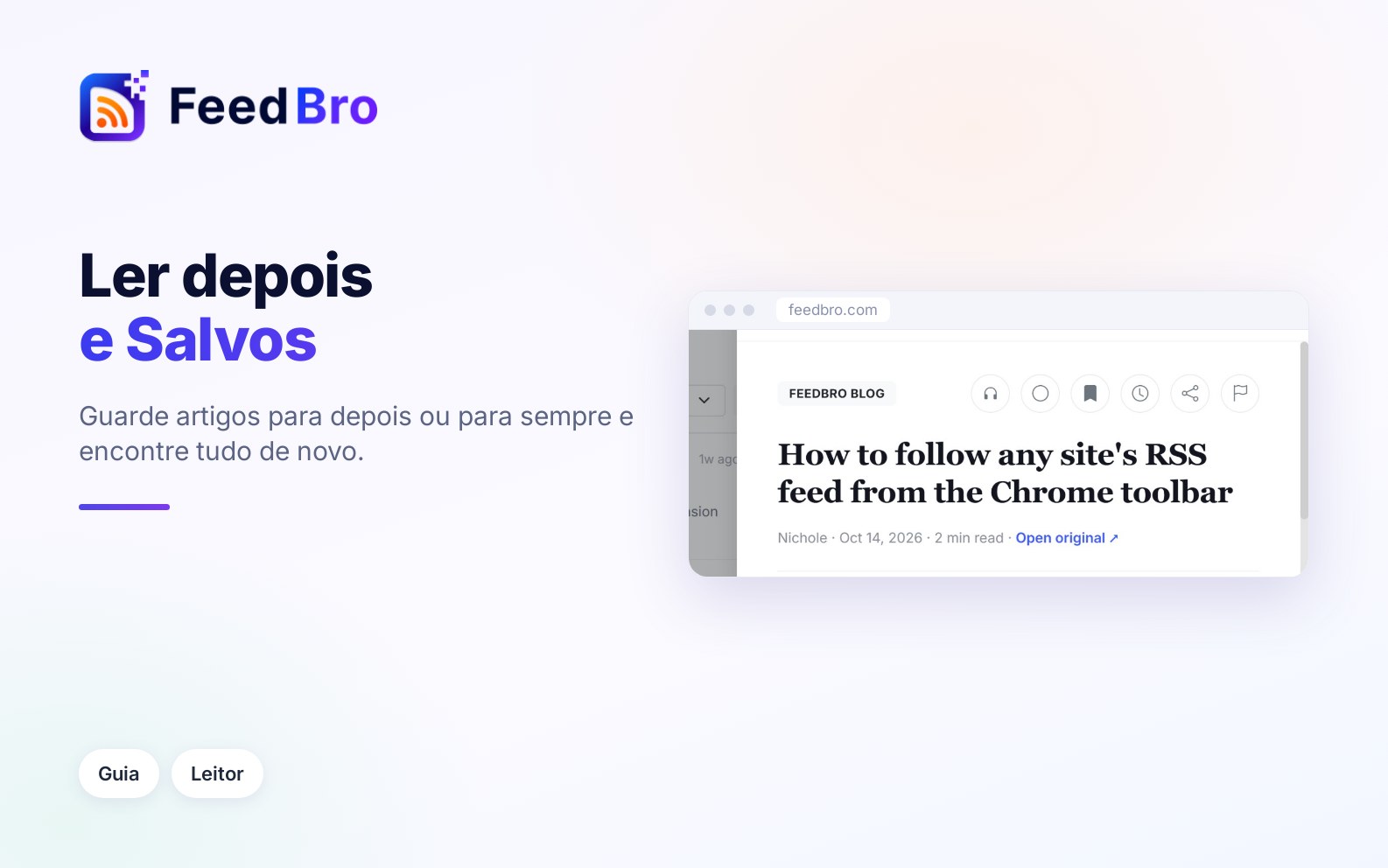 Como guardar artigos com Ler depois e Salvos