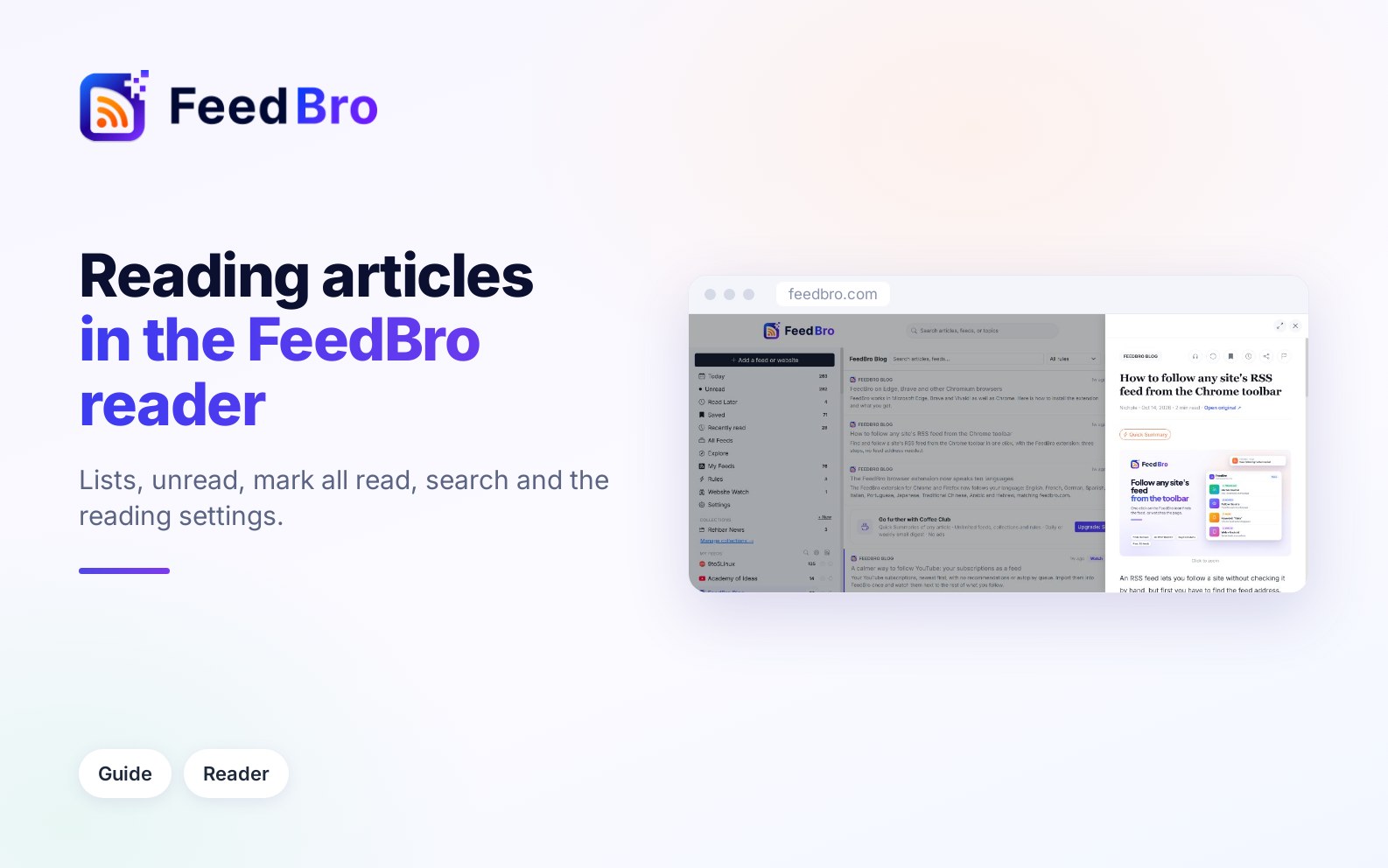 How to read articles in FeedBro