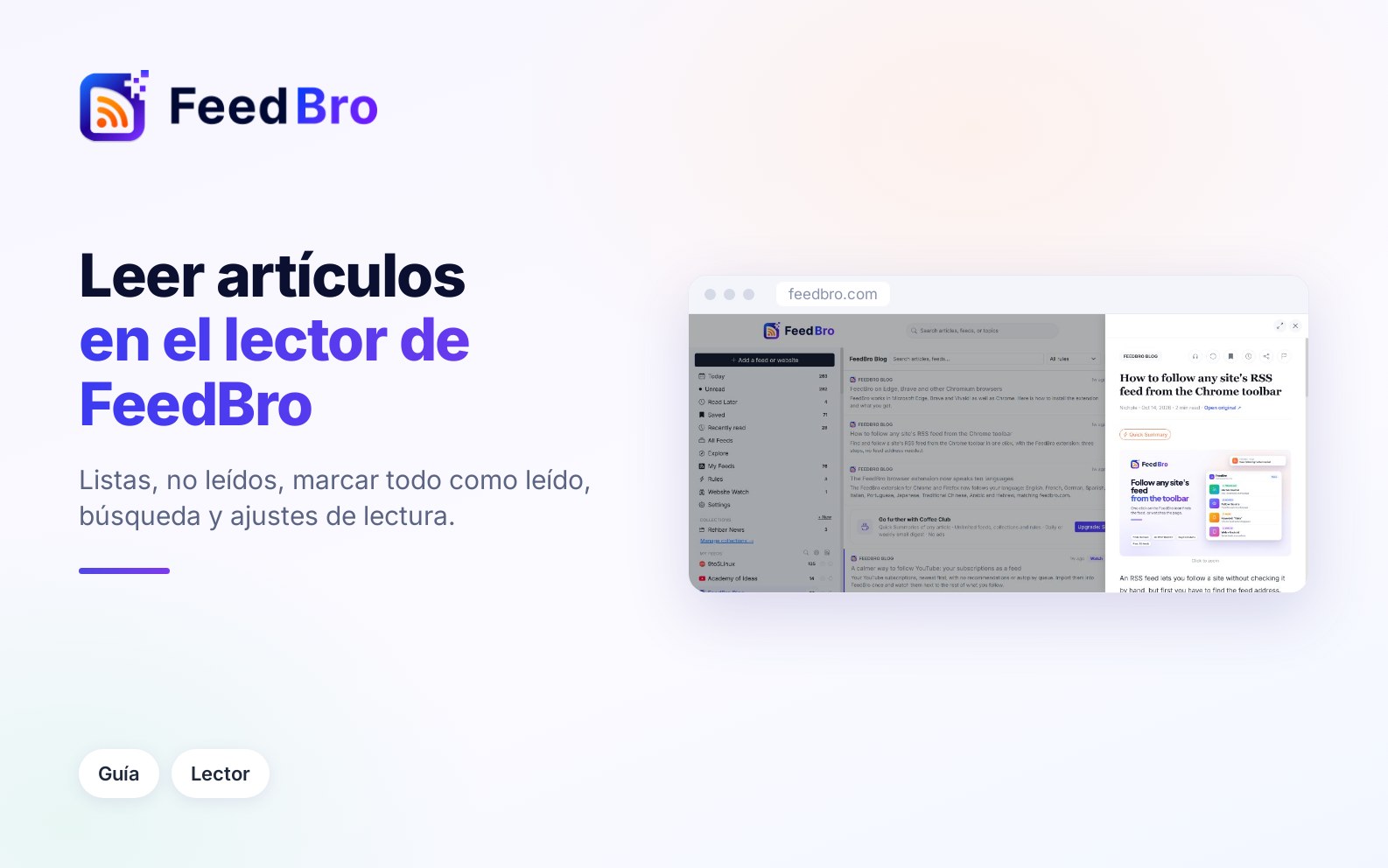 Cómo leer artículos en FeedBro