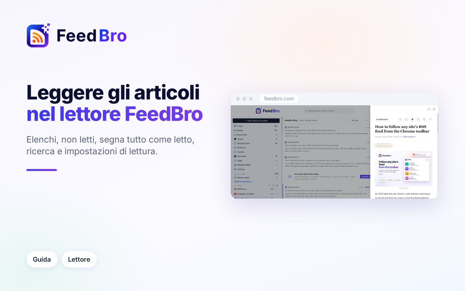 Come leggere gli articoli in FeedBro