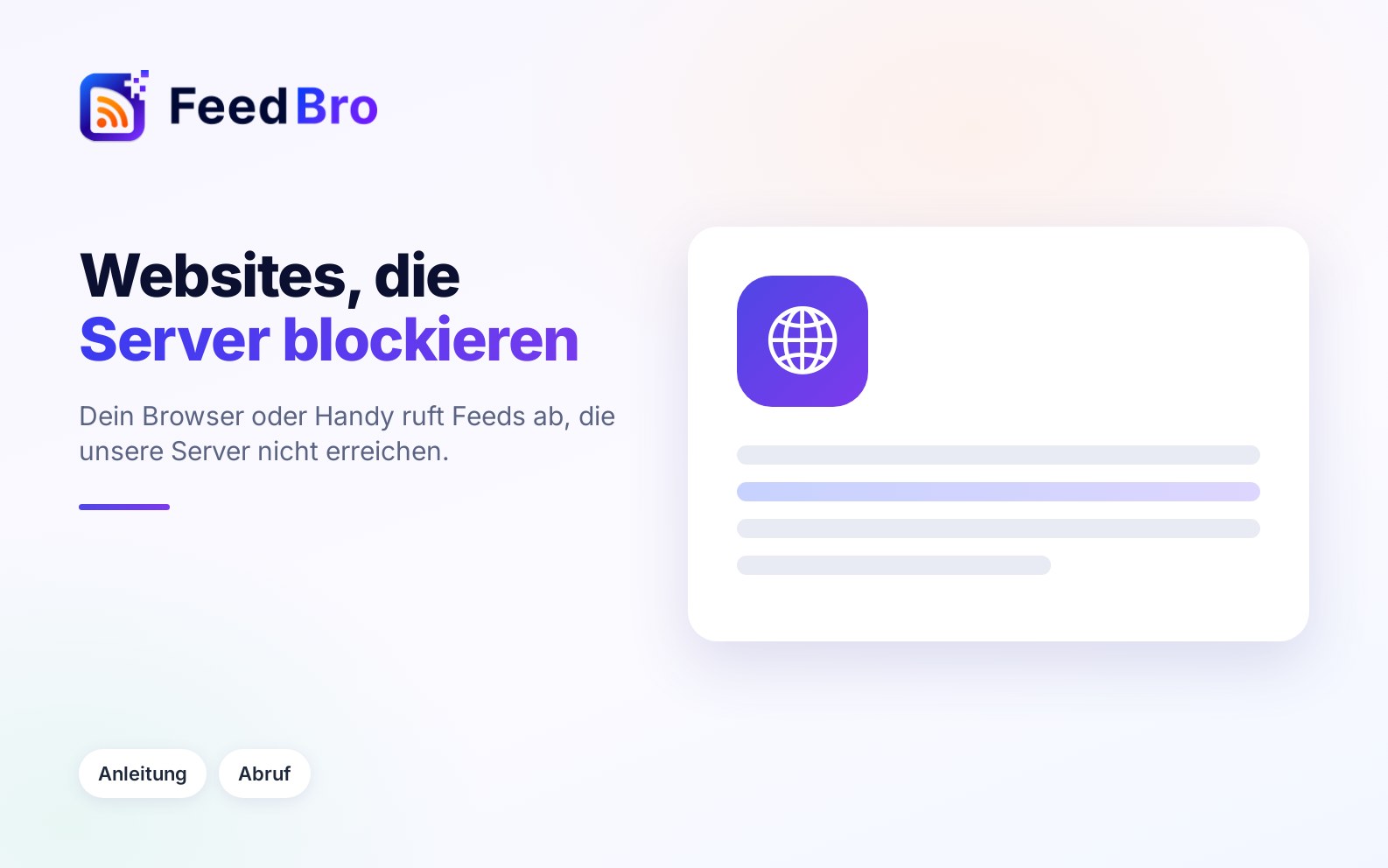 Wenn eine Website FeedBro blockiert: Abruf über dein eigenes Gerät