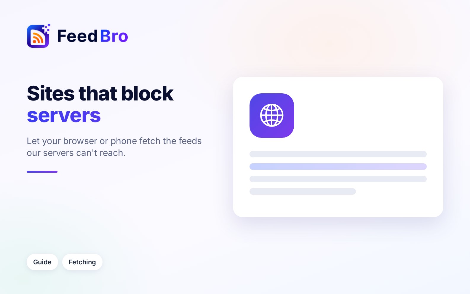 When a site blocks FeedBro: fetching from your own device