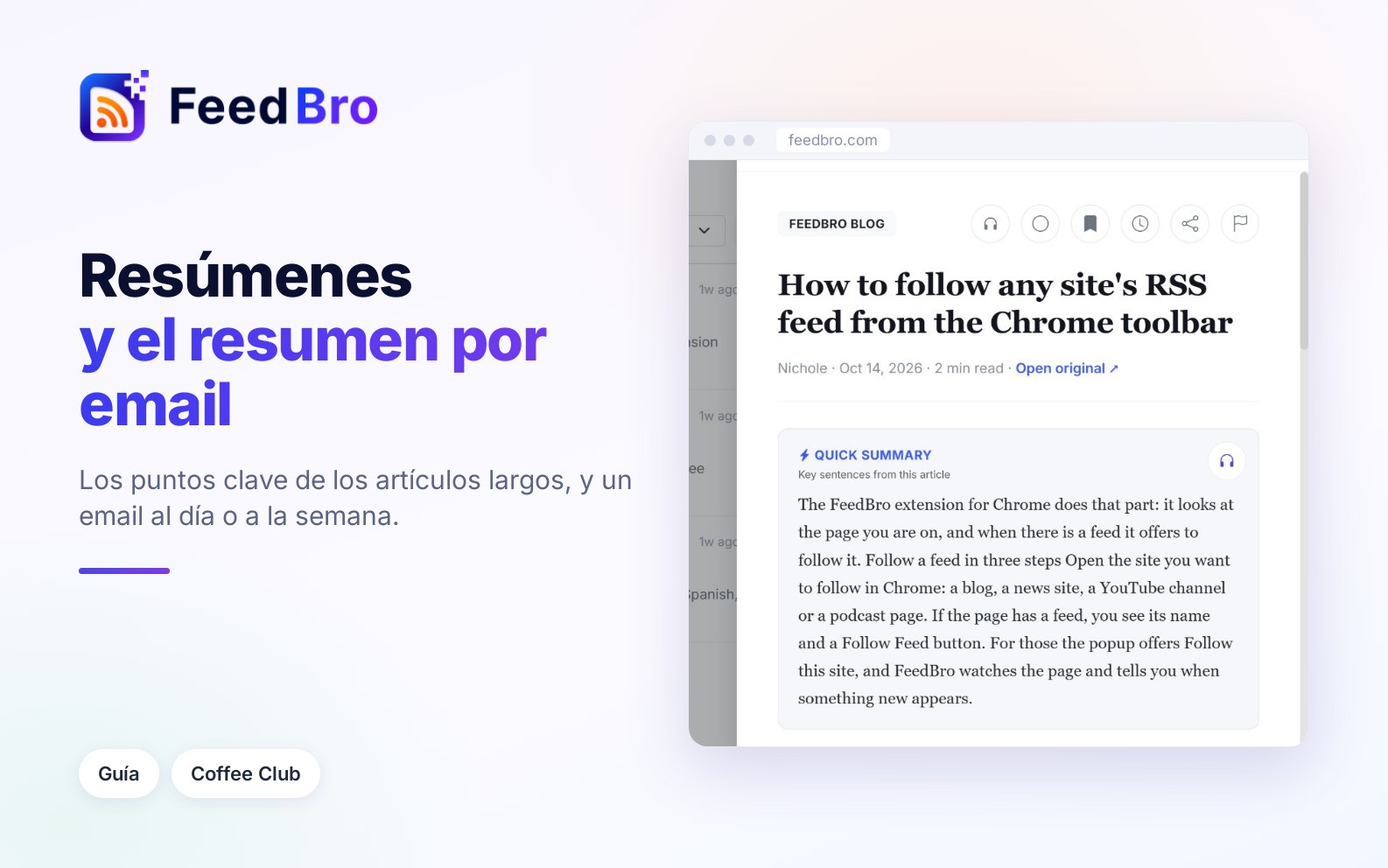 Resumen rápido y el resumen por email