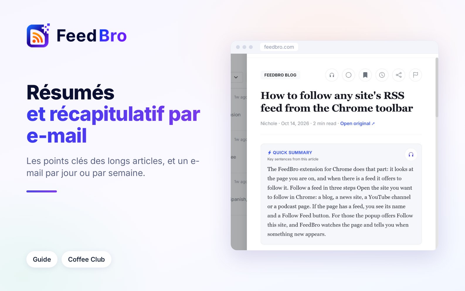 Résumés rapides et récapitulatif par e-mail