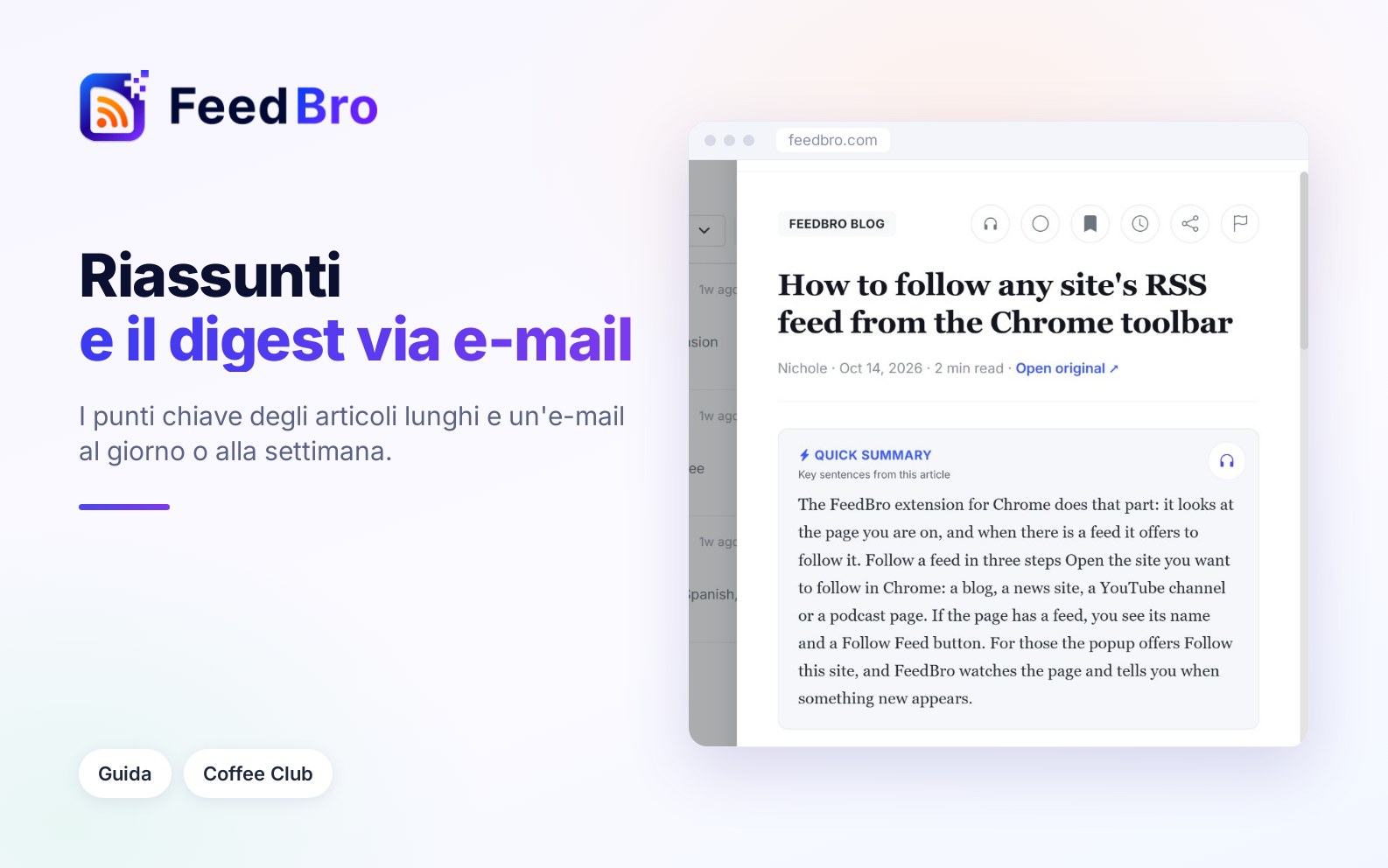 Il Riassunto rapido e il digest via e-mail