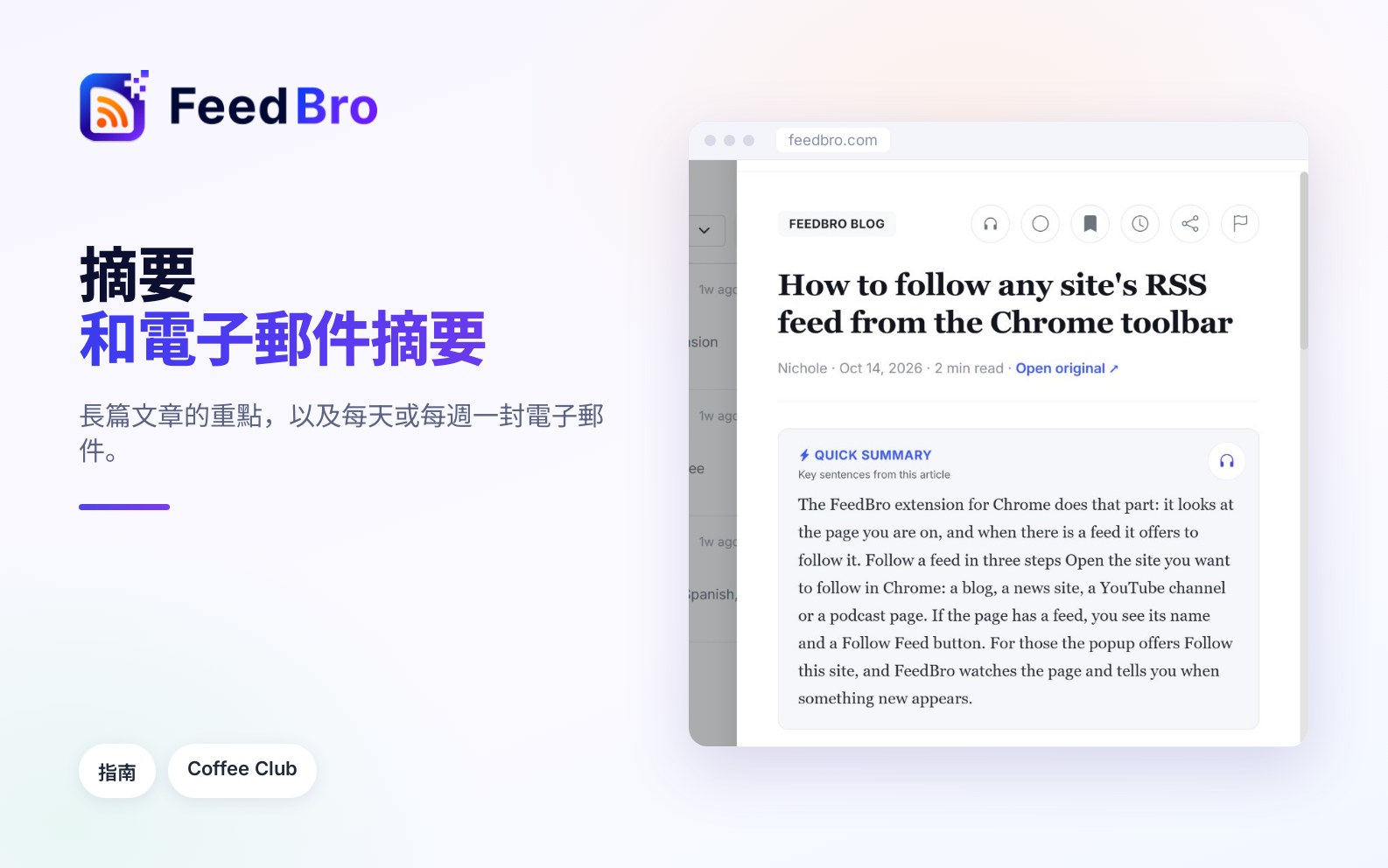 快速摘要和電子郵件摘要