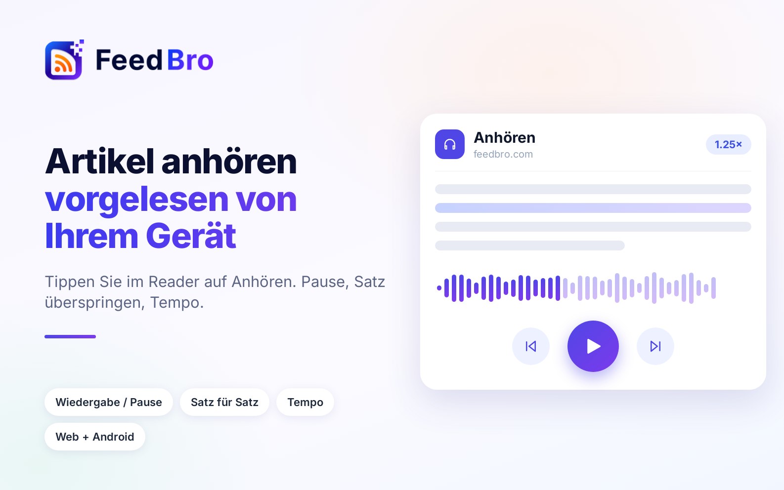 Artikel anhören: Vorlesefunktion im FeedBro-Reader