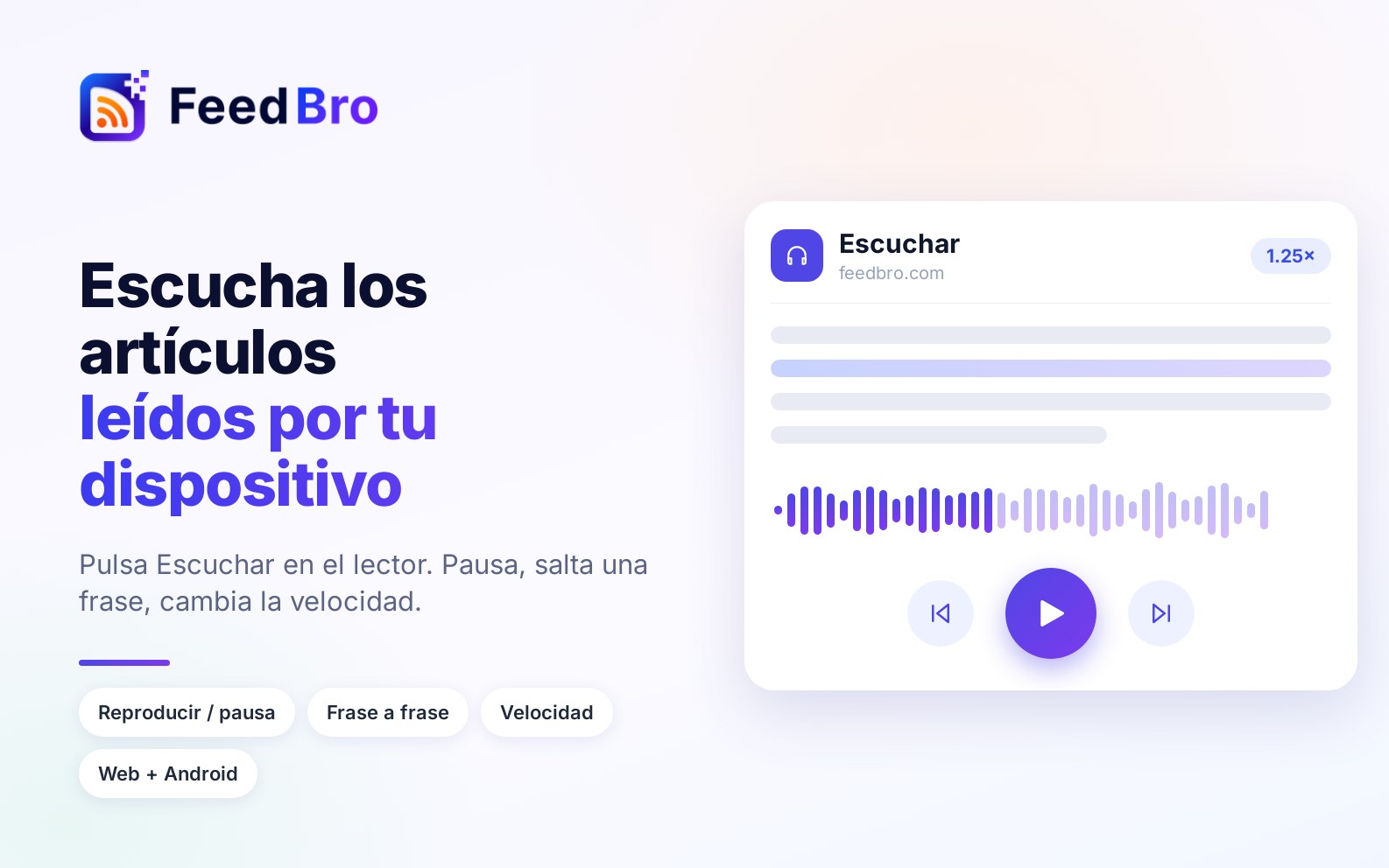 Escucha los artículos: lectura en voz alta en el lector de FeedBro