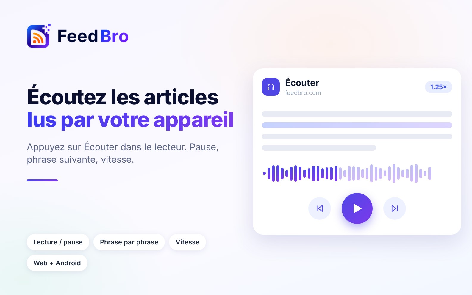 Écouter les articles : la lecture à voix haute dans le lecteur FeedBro