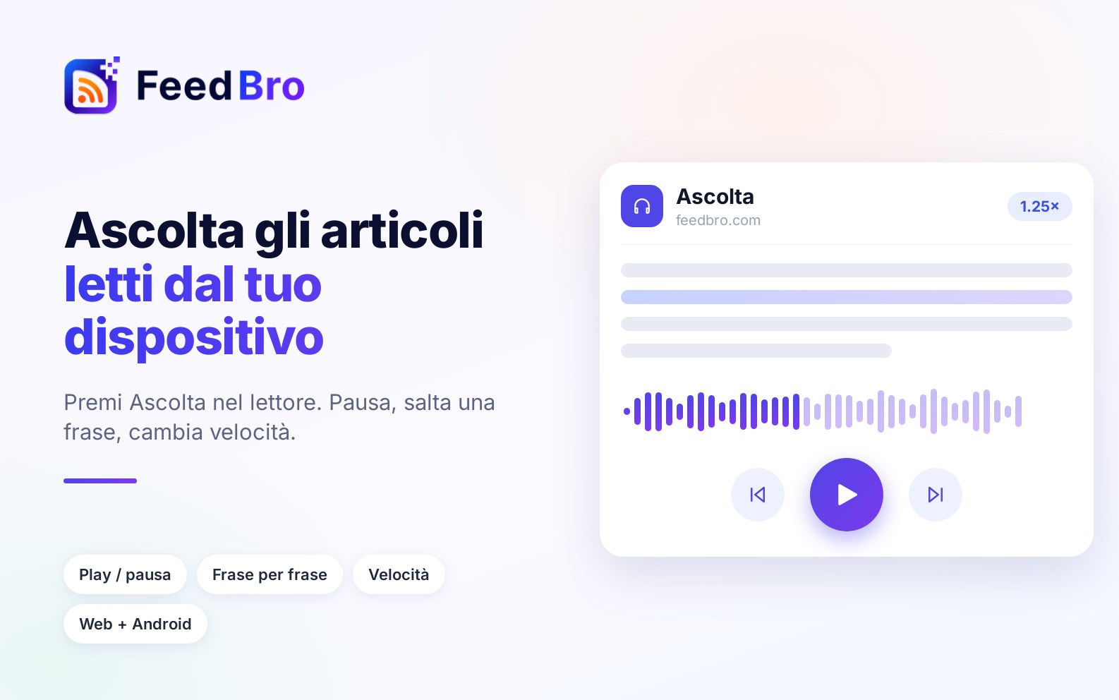 Ascolta gli articoli: la sintesi vocale nel lettore FeedBro