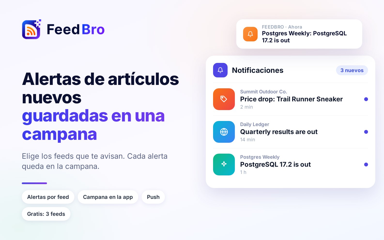 Recibe un aviso cuando tus sitios favoritos publiquen: alertas de artículos nuevos y la campana