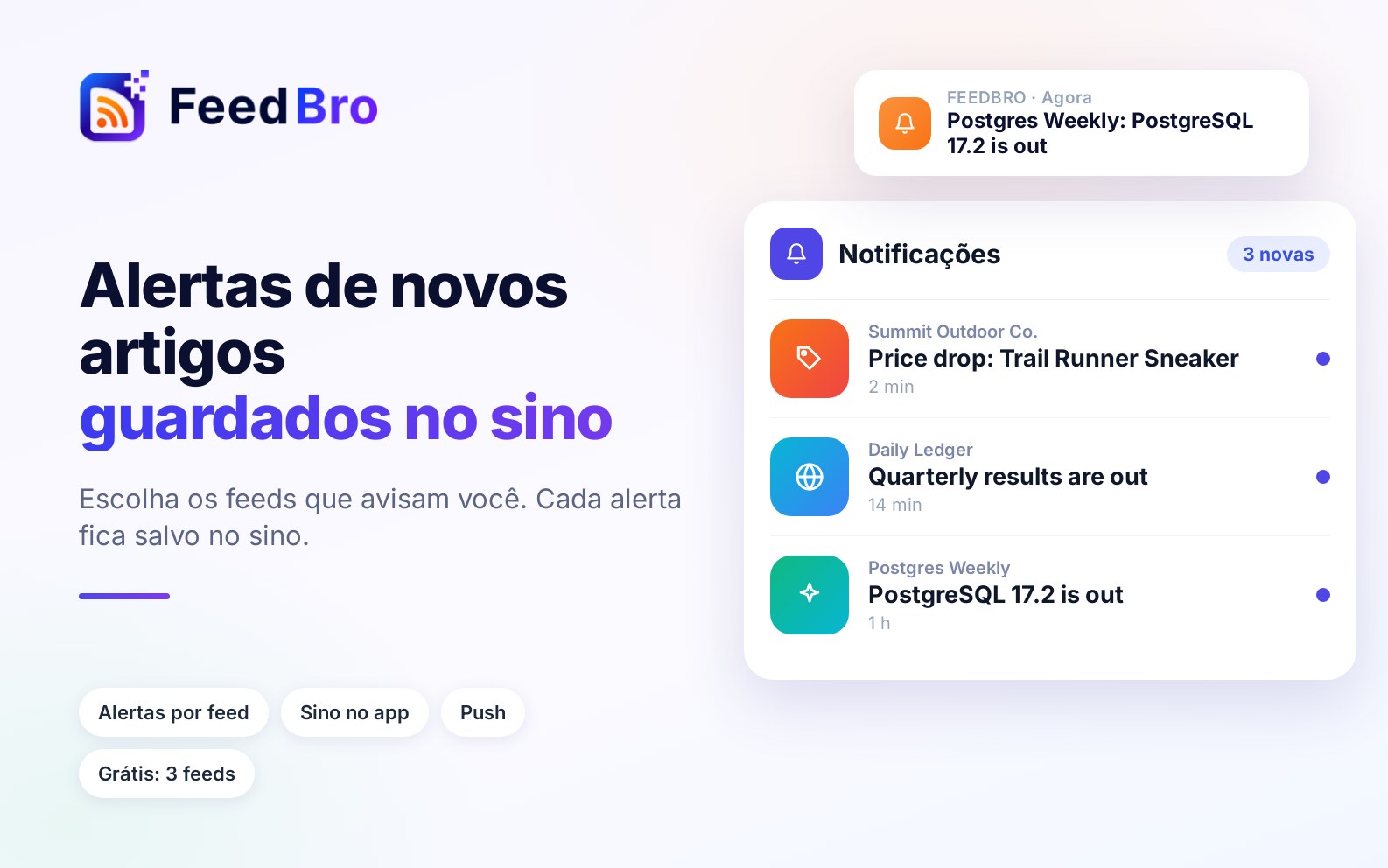Receba uma notificação quando seus sites favoritos publicarem: alertas de novos artigos e o sino