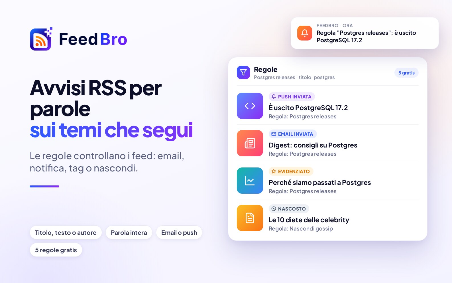 Avvisi RSS per parole chiave: sapere quando un sito scrive del tuo argomento
