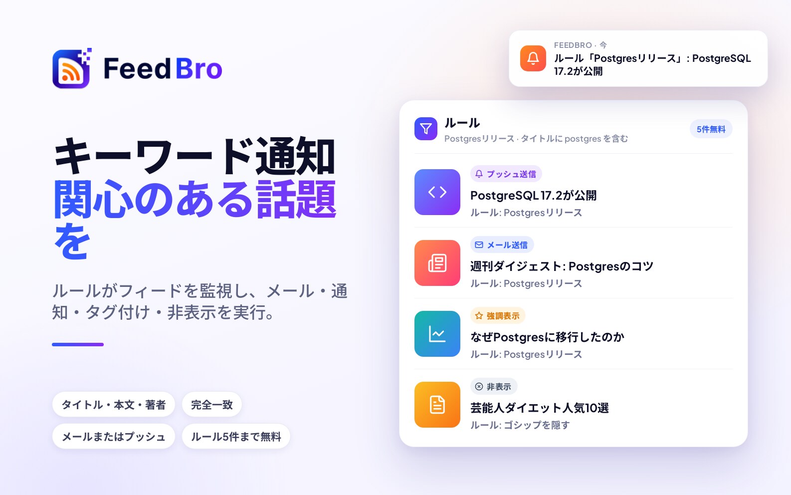 RSSキーワードアラート：サイトがあなたの話題を書いたら知らせる