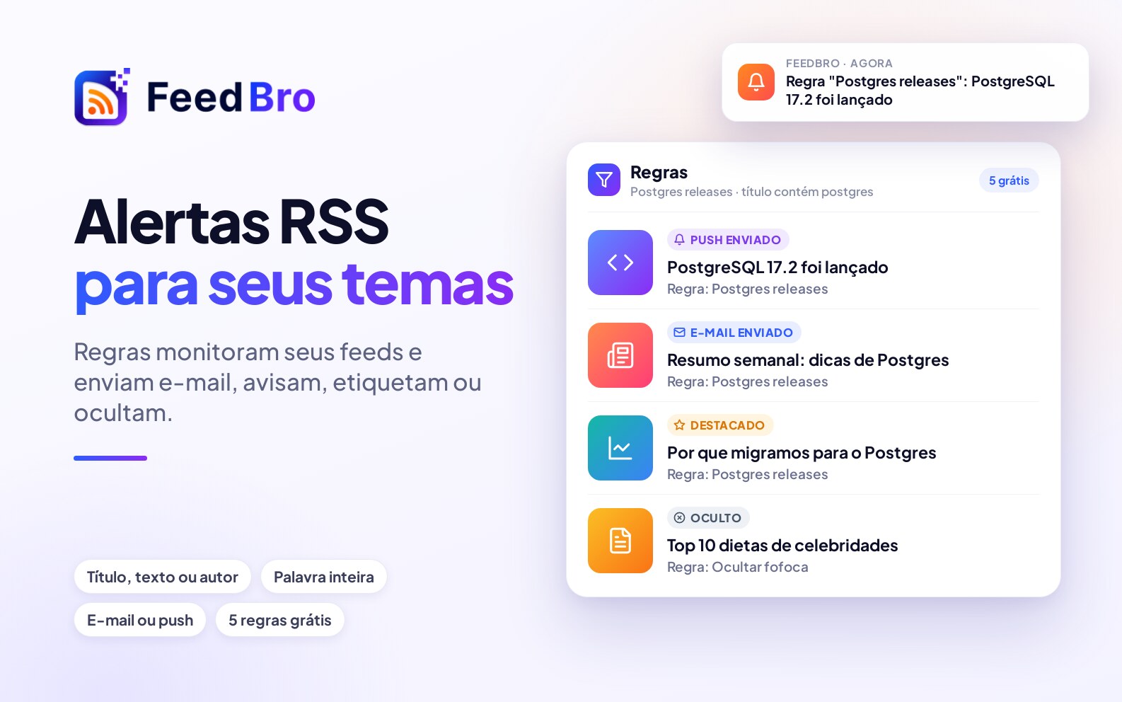 Alertas de palavras-chave em RSS: saiba quando um site escreve sobre o seu assunto
