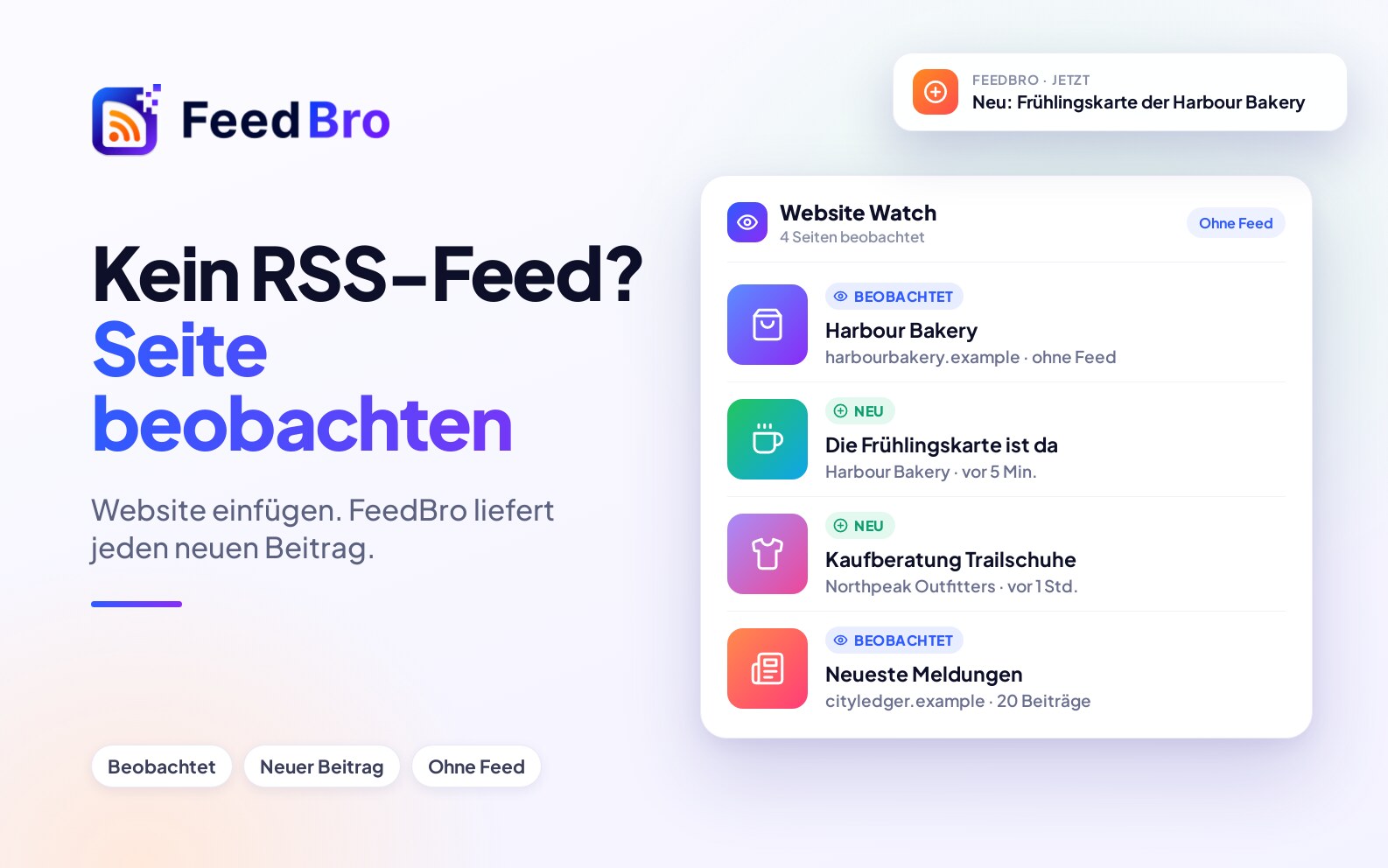 Wie abonniere ich eine Website ohne RSS-Feed?