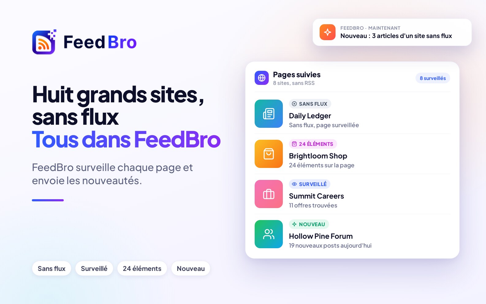 8 sites populaires sans flux RSS, et comment suivre chacun